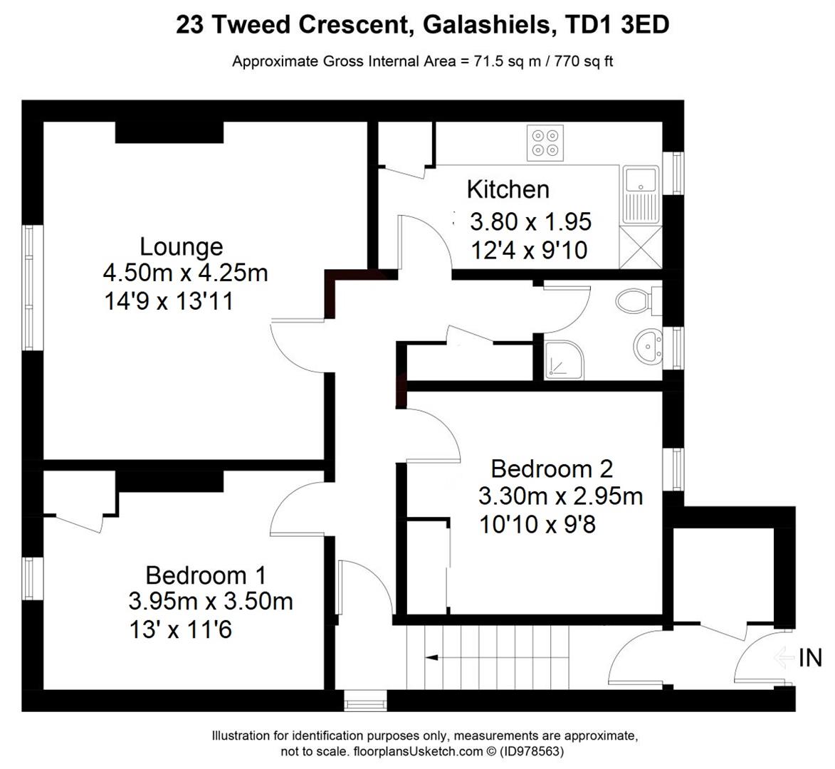 Tweed Crescent, Galashiels TD1, 2 bedroom flat for sale 64925279