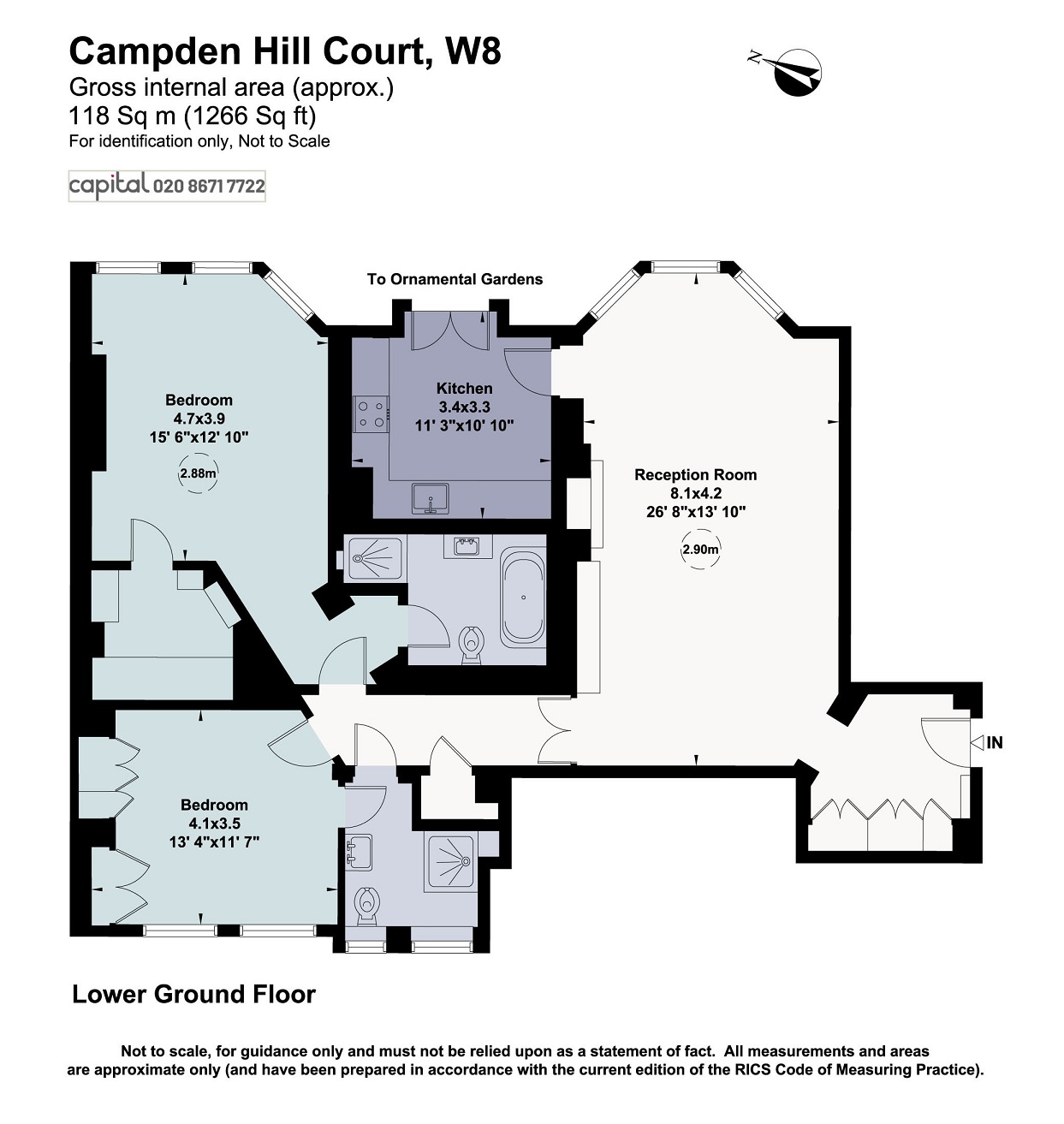 Campden Hill Court, Campden Hill Road, London W8, 2 bedroom flat for