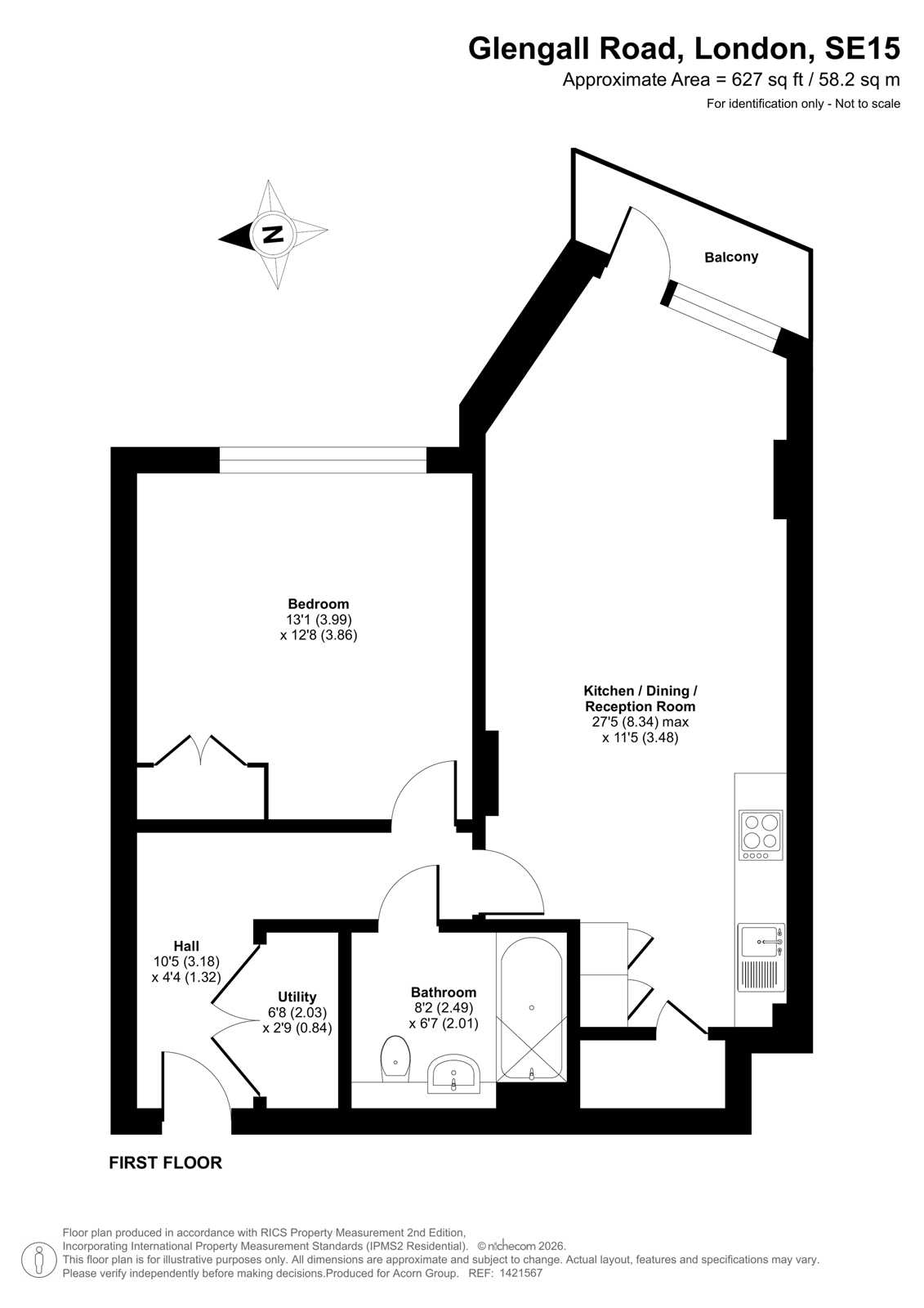 Flat 13, Oleander House 1B,, Glengall Road, London floorplan