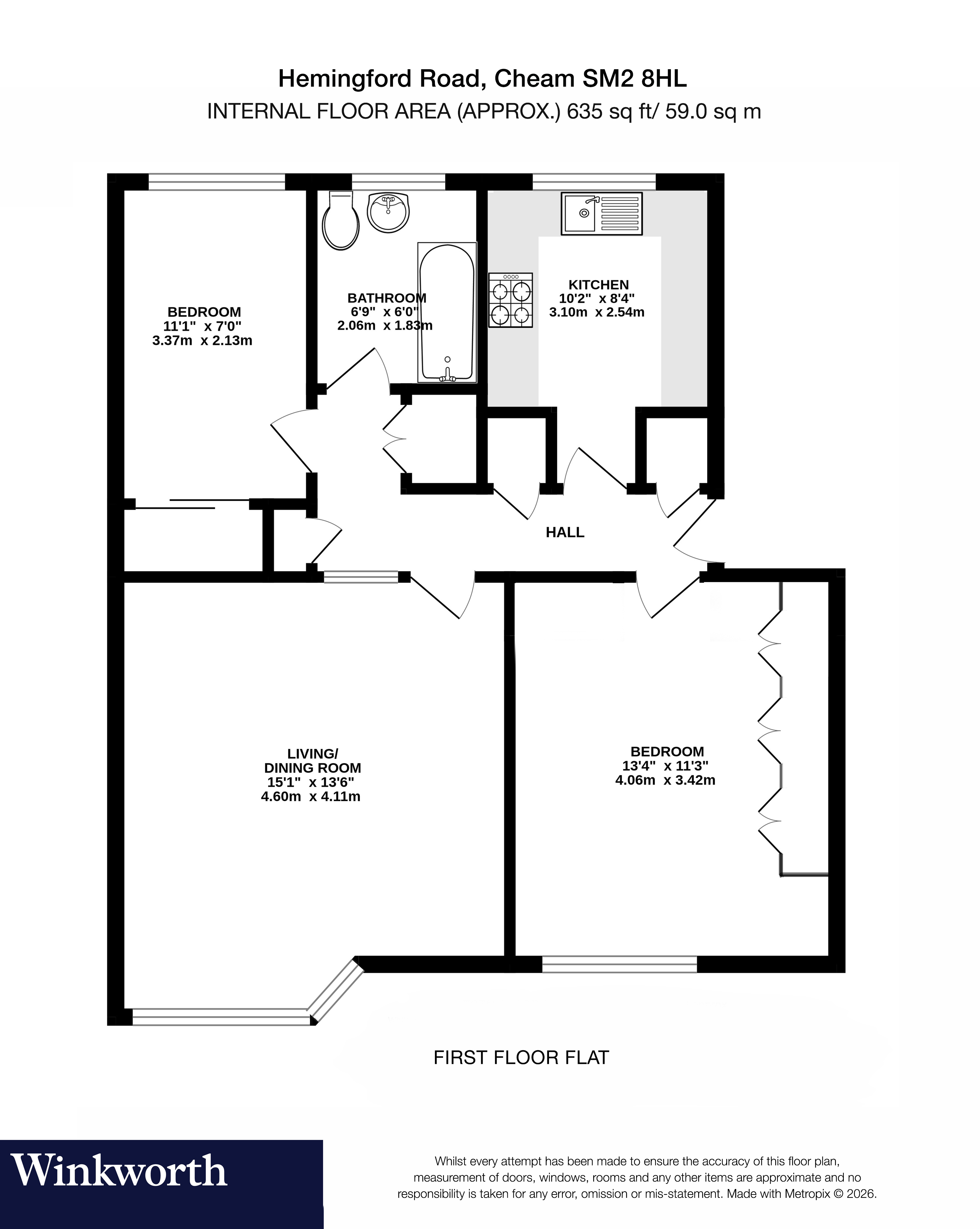Flat 34, Yardley Court,, Hemingford Road, Sutton floorplan