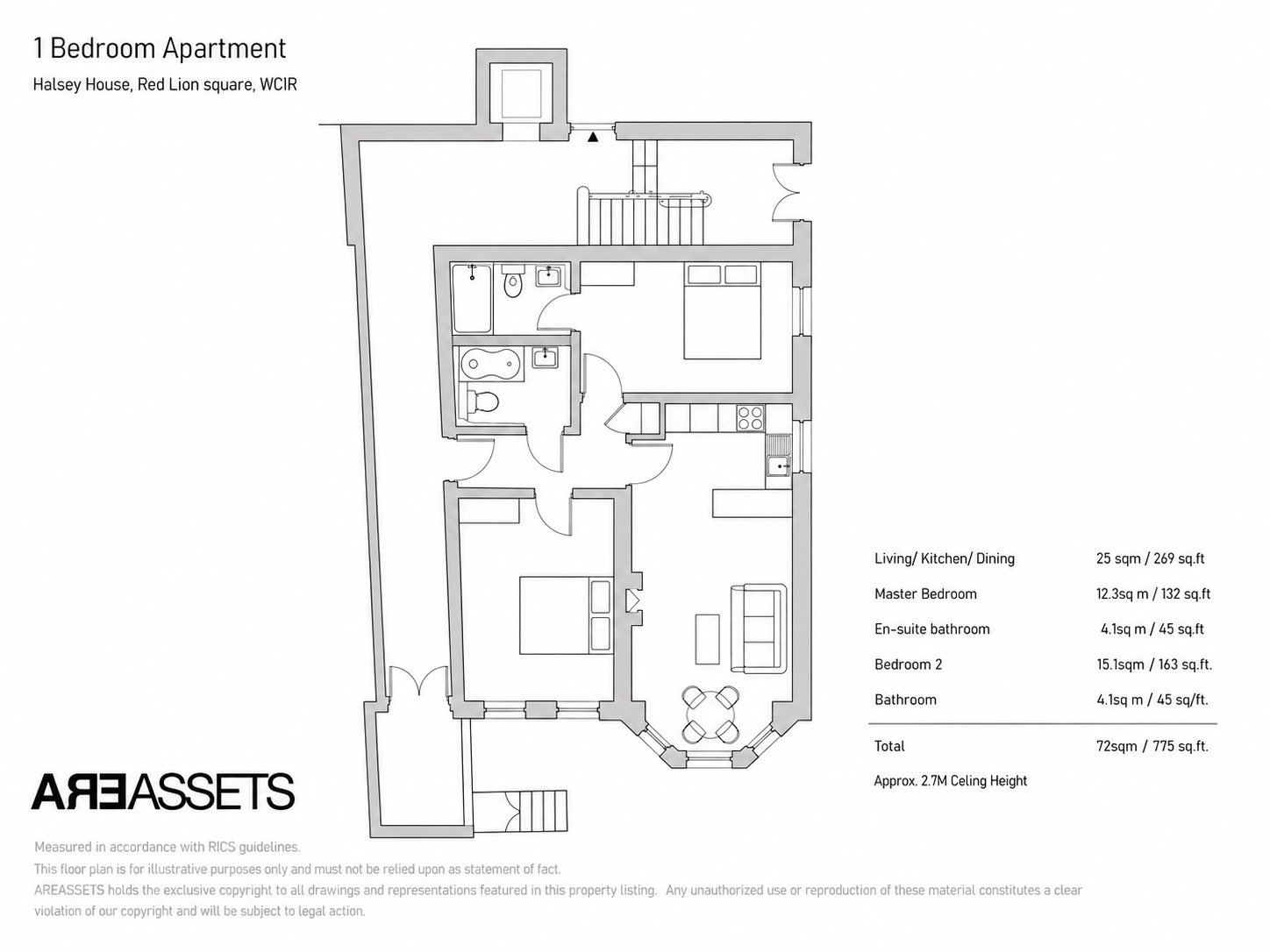 Flat 1, Red Lion Square, London floorplan
