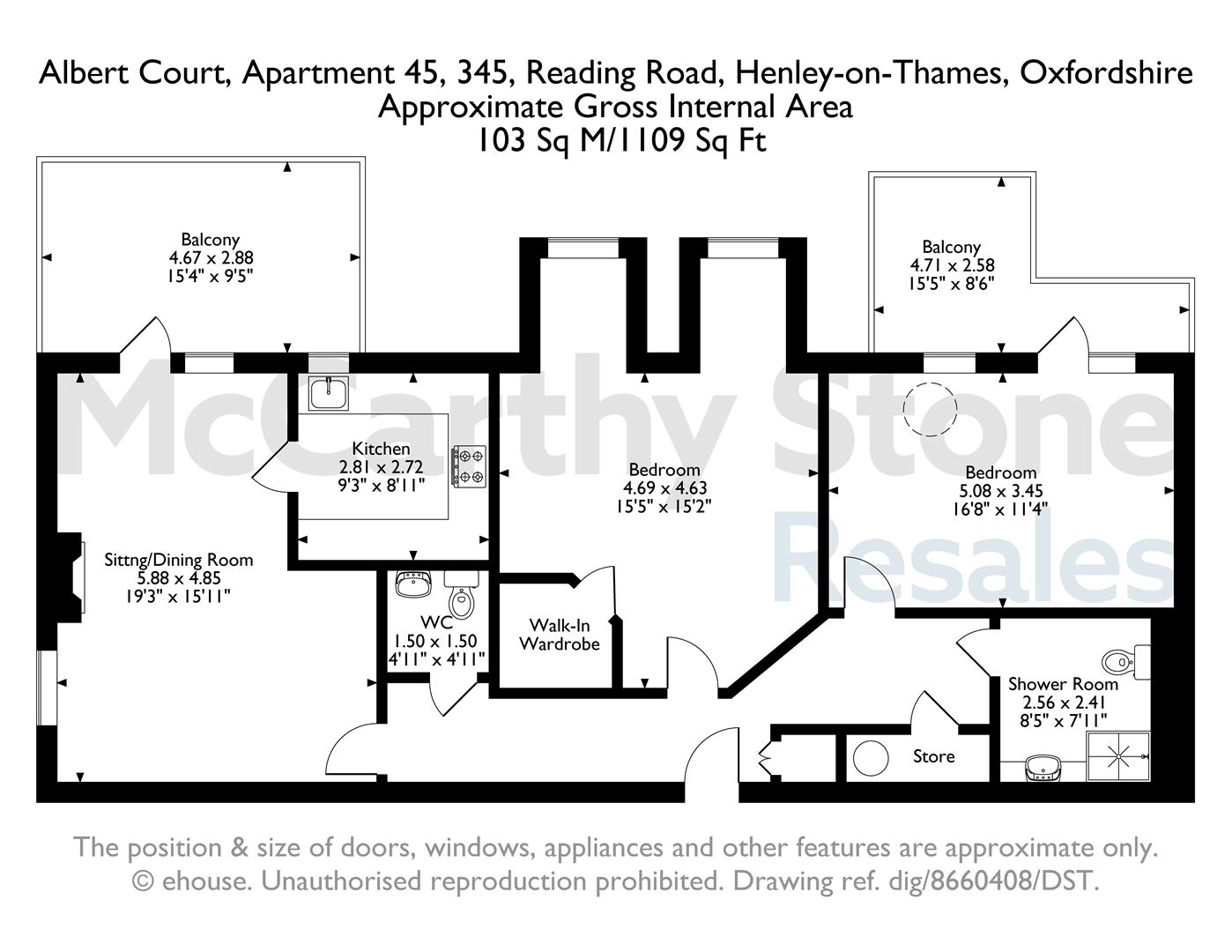 45 Albert Court, 345 Reading Road, Henley-On-Thames floorplan