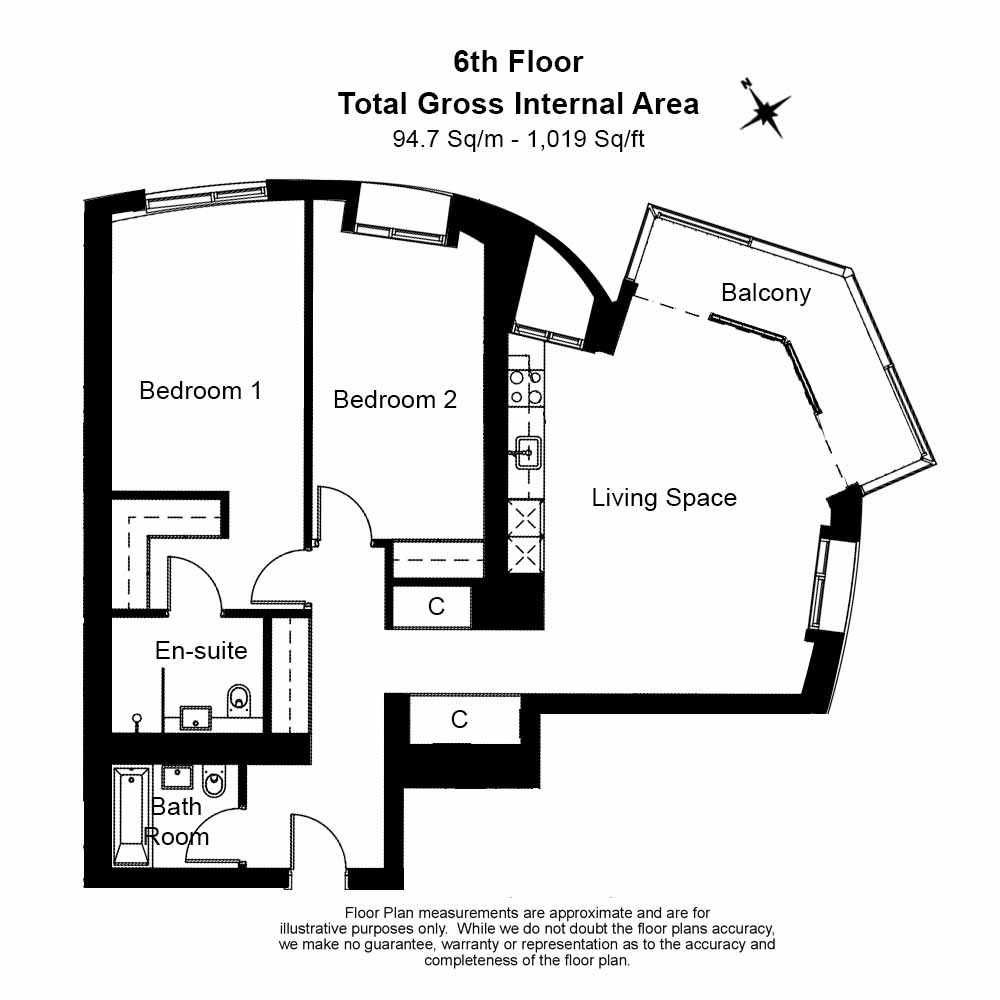 Apartment 603, Wilshire House, 2, Prospect Way, London floorplan