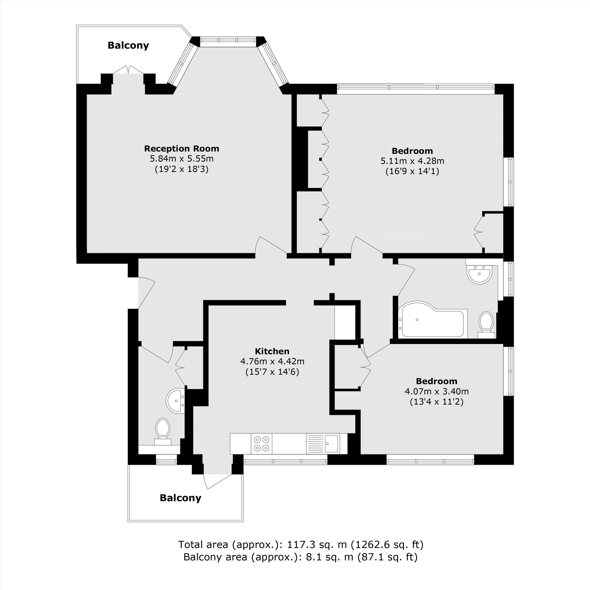Flat 3, Goodwood House, Heathfield Terrace, London floorplan