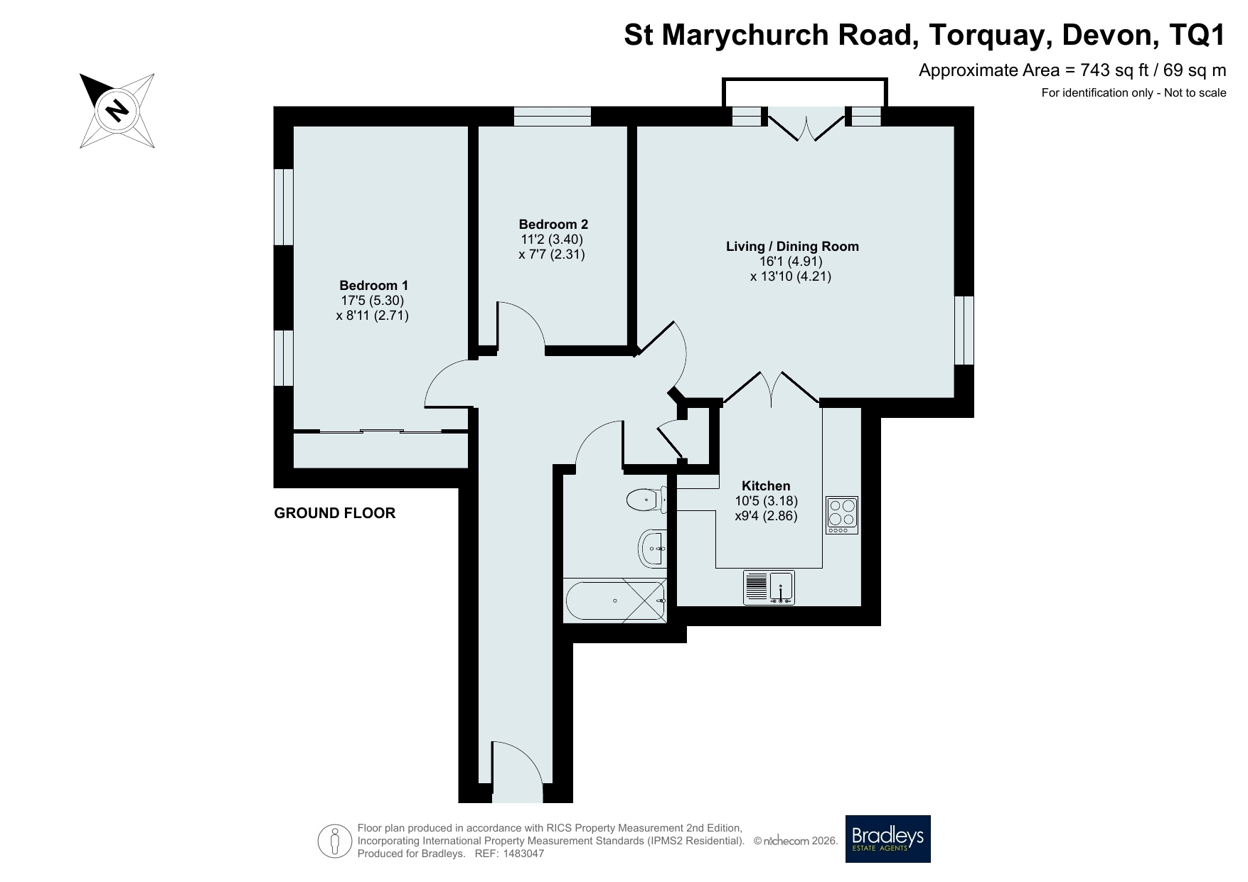 Flat 11, Locksley Grange 74 St Marychurch Road, Torquay Devon, Devon floorplan