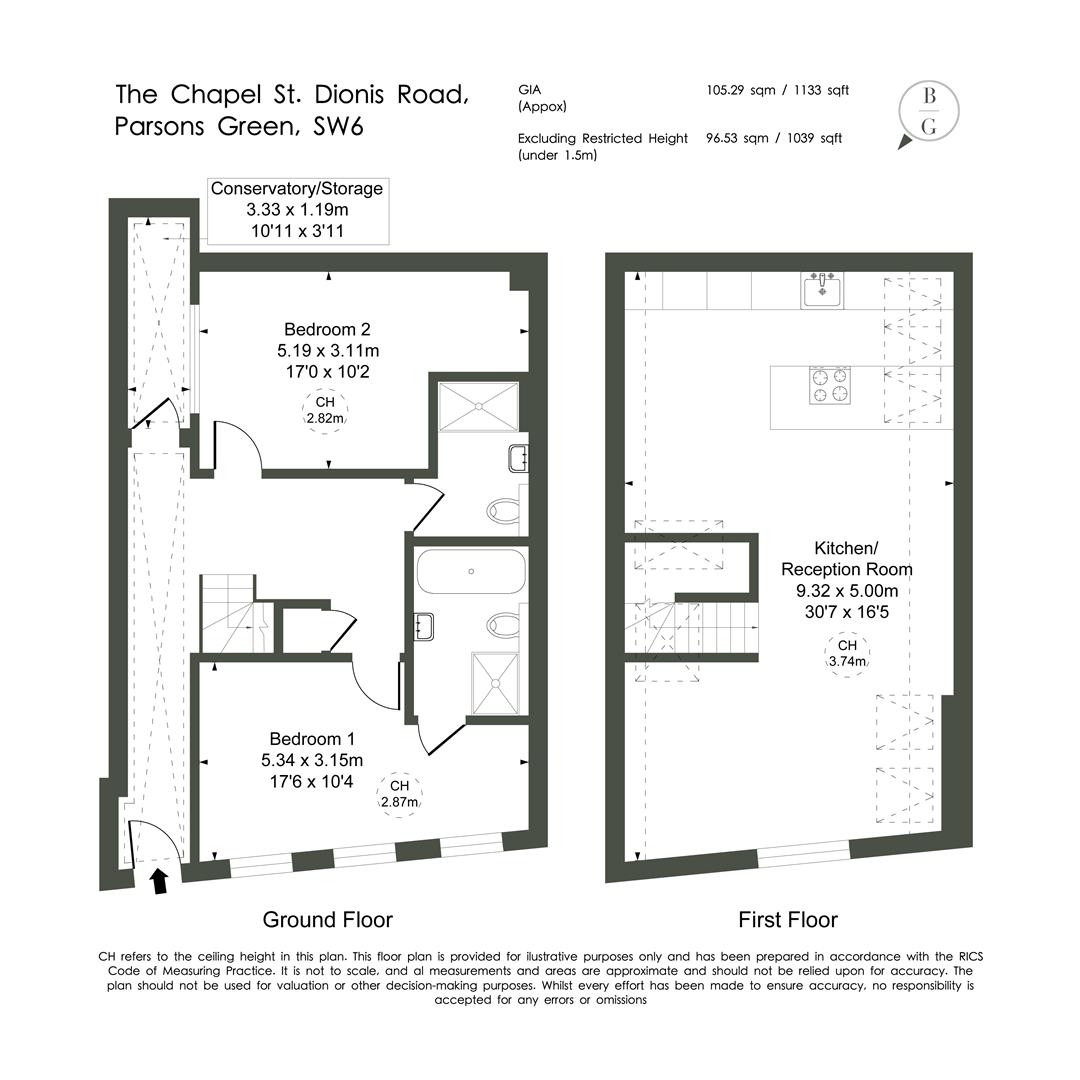 Flat 1, 57, St Dionis Road, Parsons Green floorplan