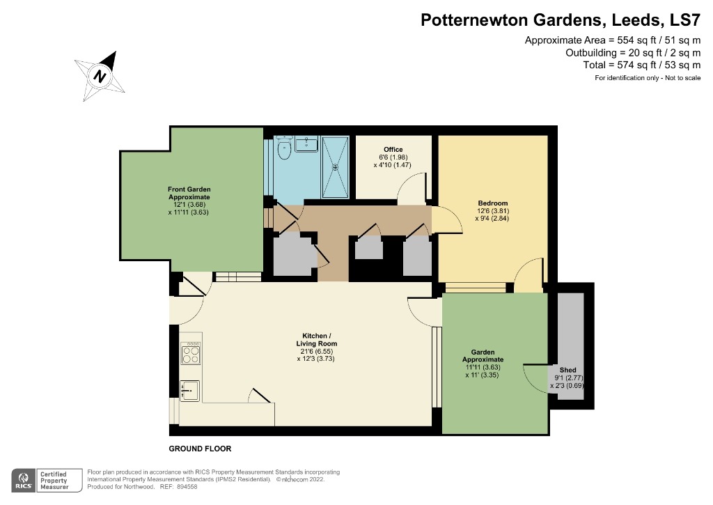 Potternewton Gardens, Chapel Allerton, Leeds LS7, 1 bedroom terraced house for sale 62525738