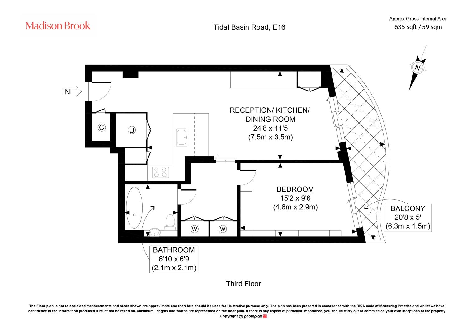 Apartment 308,, Hoola Apartments, Royal Victoria Dock floorplan