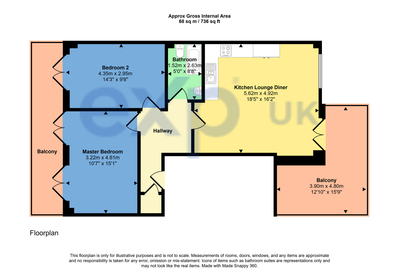 1,Flat 3, Union Road, Croydon floorplan