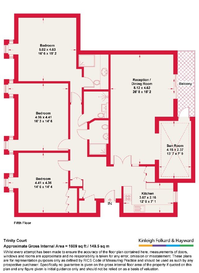 Flat 52 Trinity Court, 170A, Gloucester Terrace, London floorplan