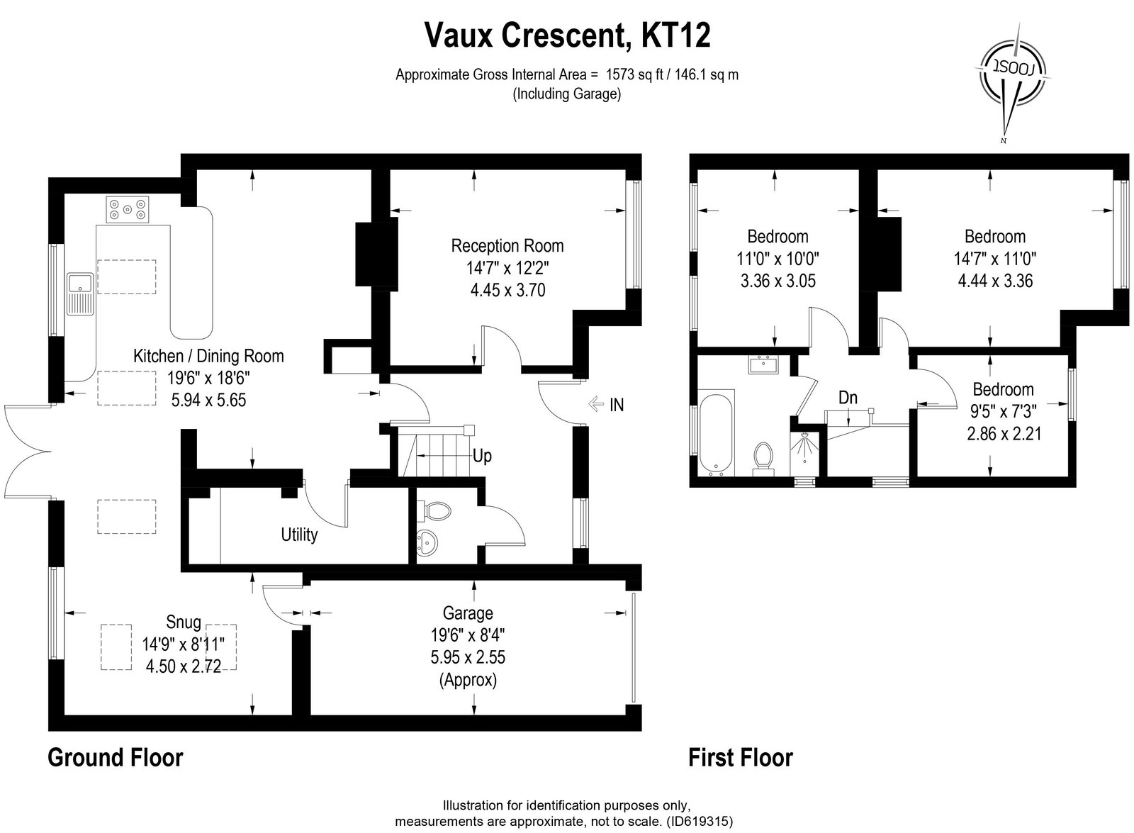 1, Vaux Crescent, Walton-on-thames floorplan