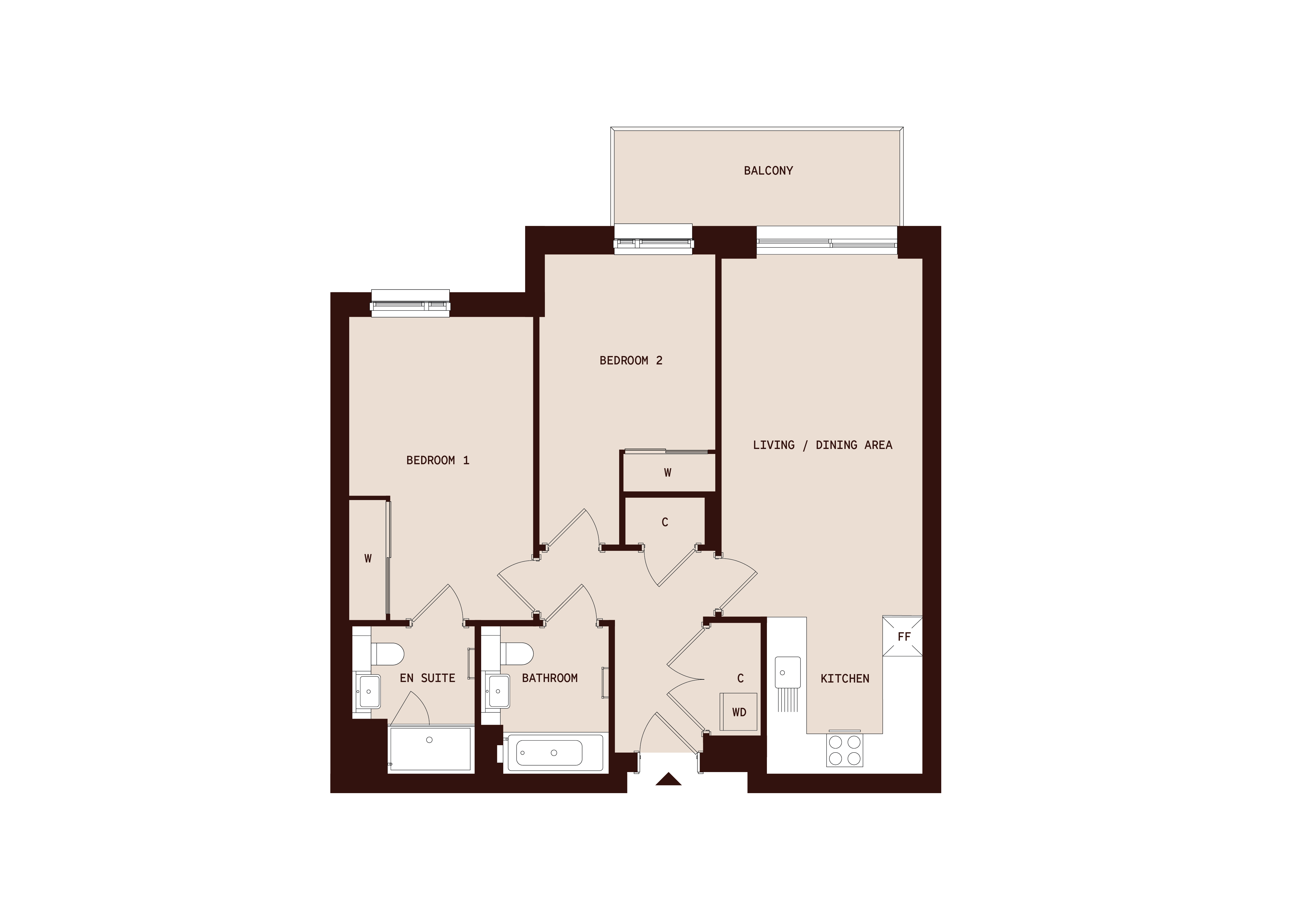 Flat 544, Dovecote House, 19 Beaufort Square, Colindale floorplan