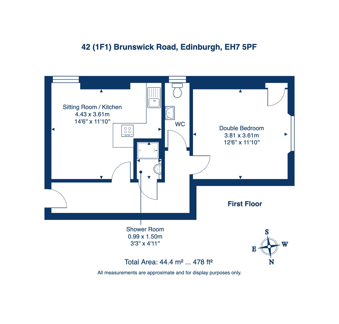 42 (1F1), Brunswick Road, Edinburgh floorplan