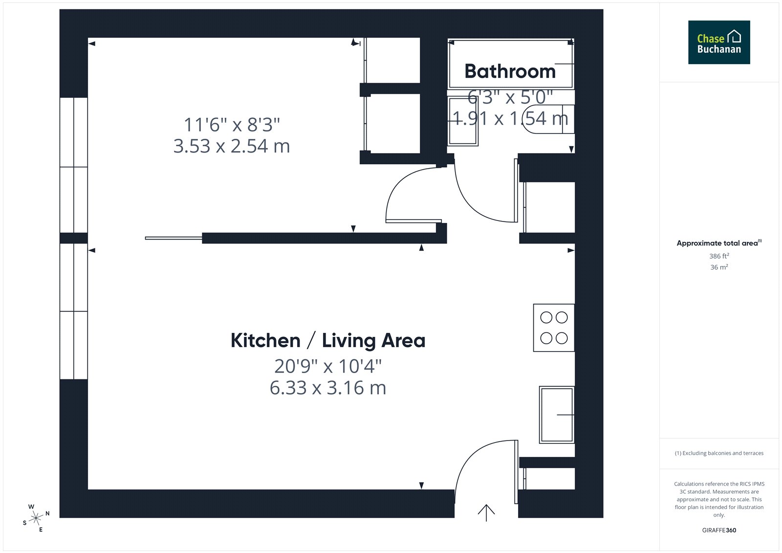 Flat 1,, A3, Oldfield Road floorplan