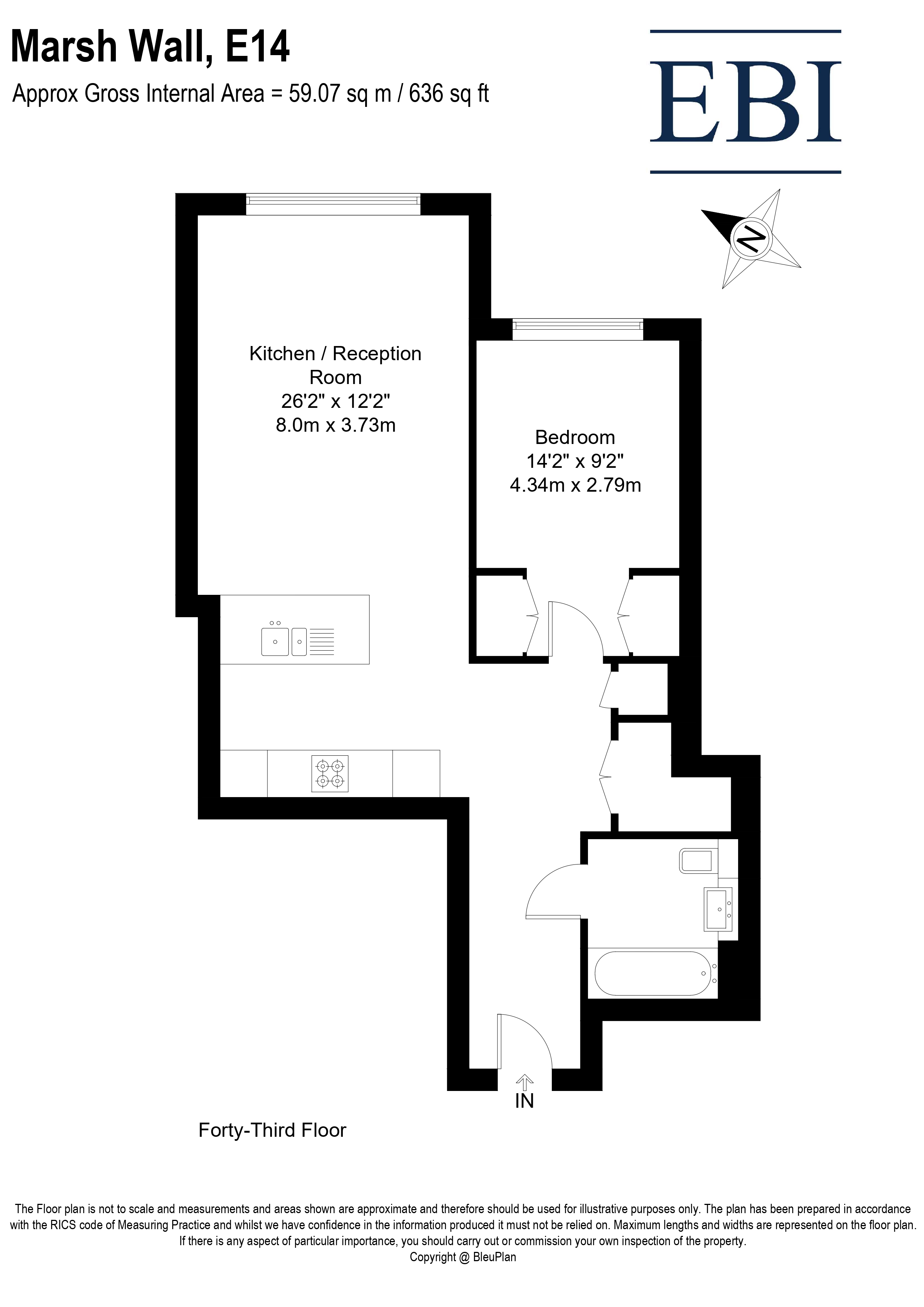 4308, Hampton Tower, Canary Wharf floorplan