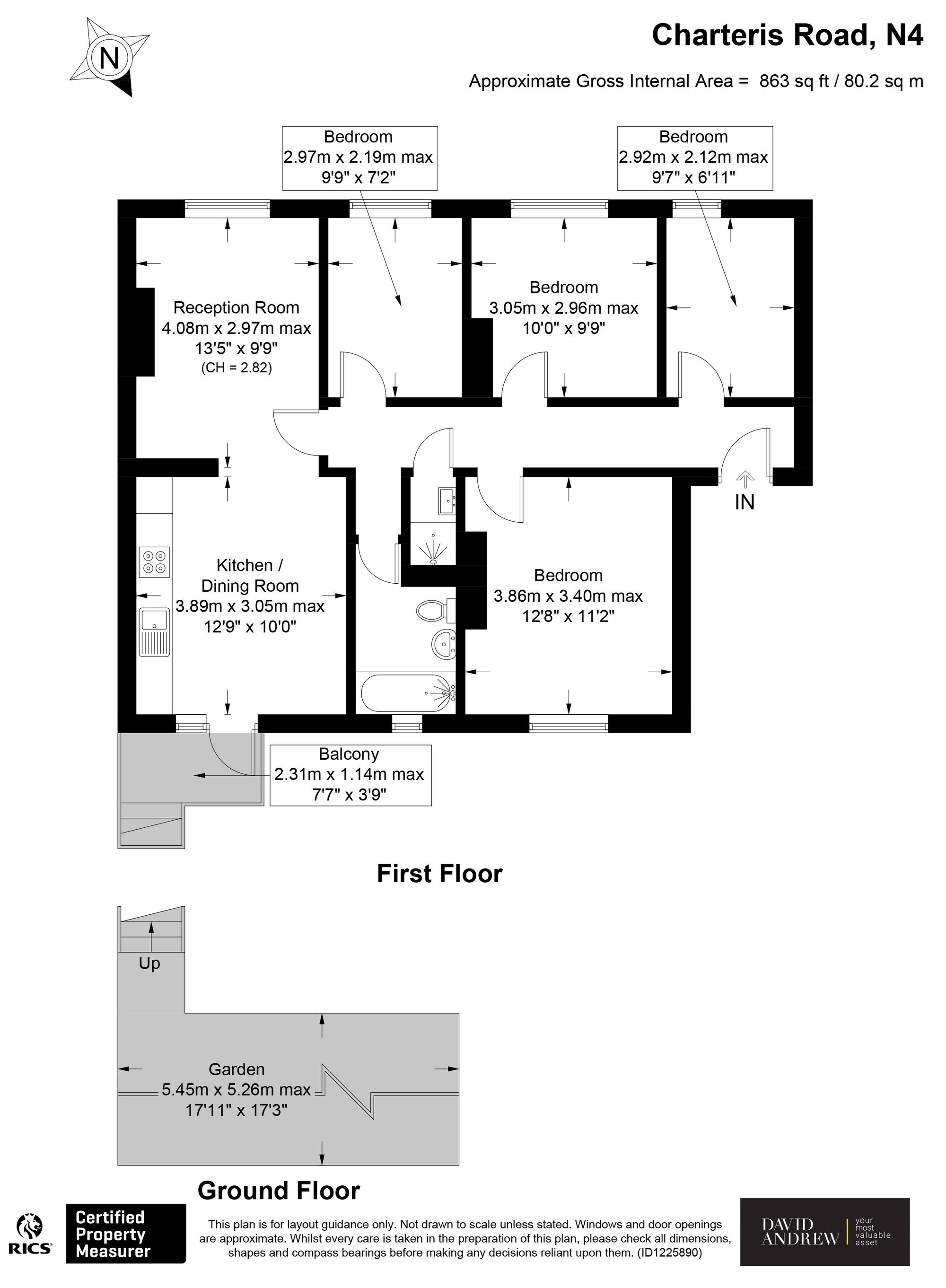 Flat A, 50 Charteris Road, London floorplan