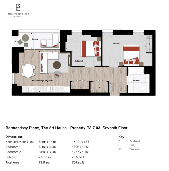 Flat B3.7.03, Bermondsey Place, Art House,, London floorplan