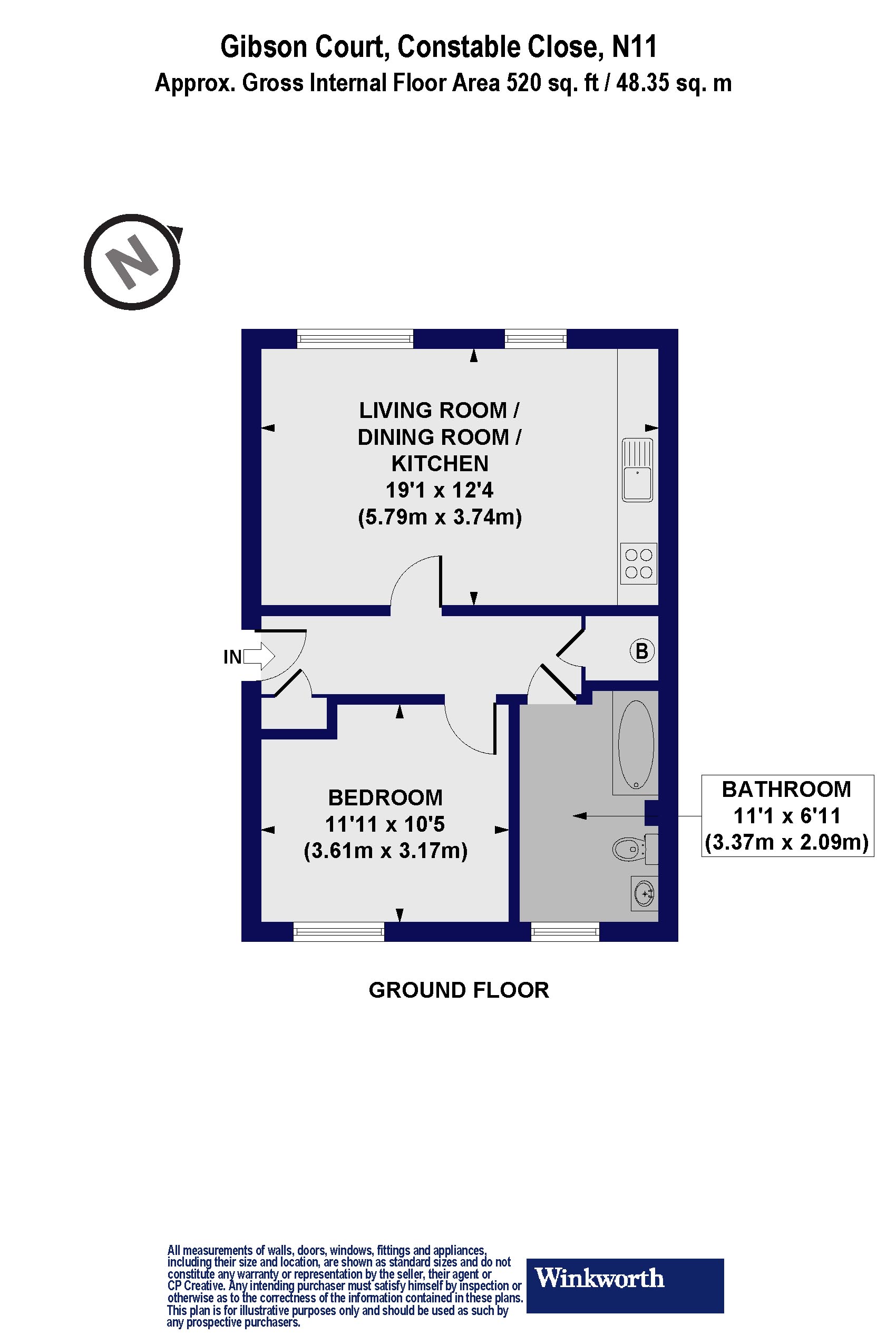 Flat 1, Gibson Court, 3, Constable Close, London floorplan
