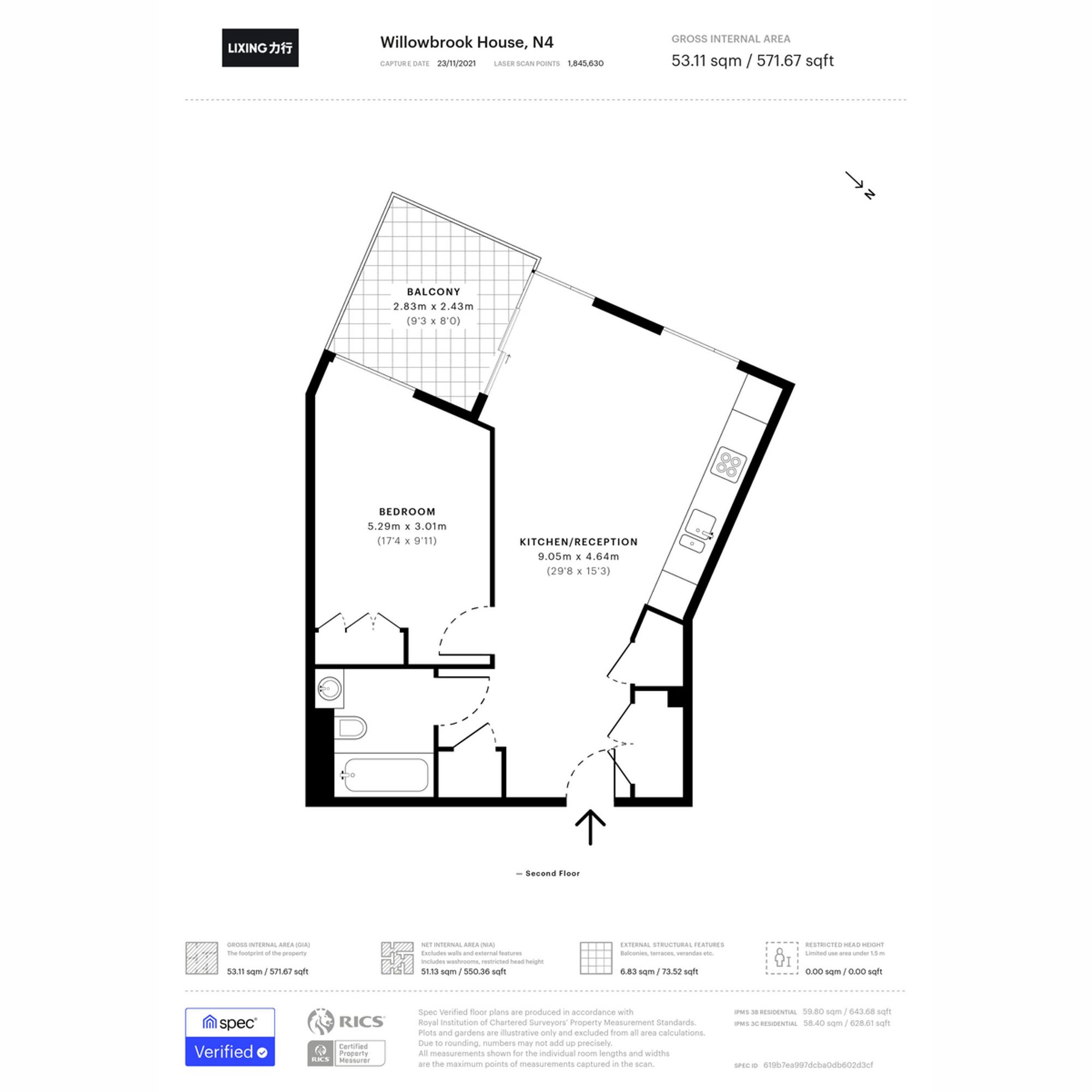 Flat 240, Willowbrook House Coster Avenue, London floorplan