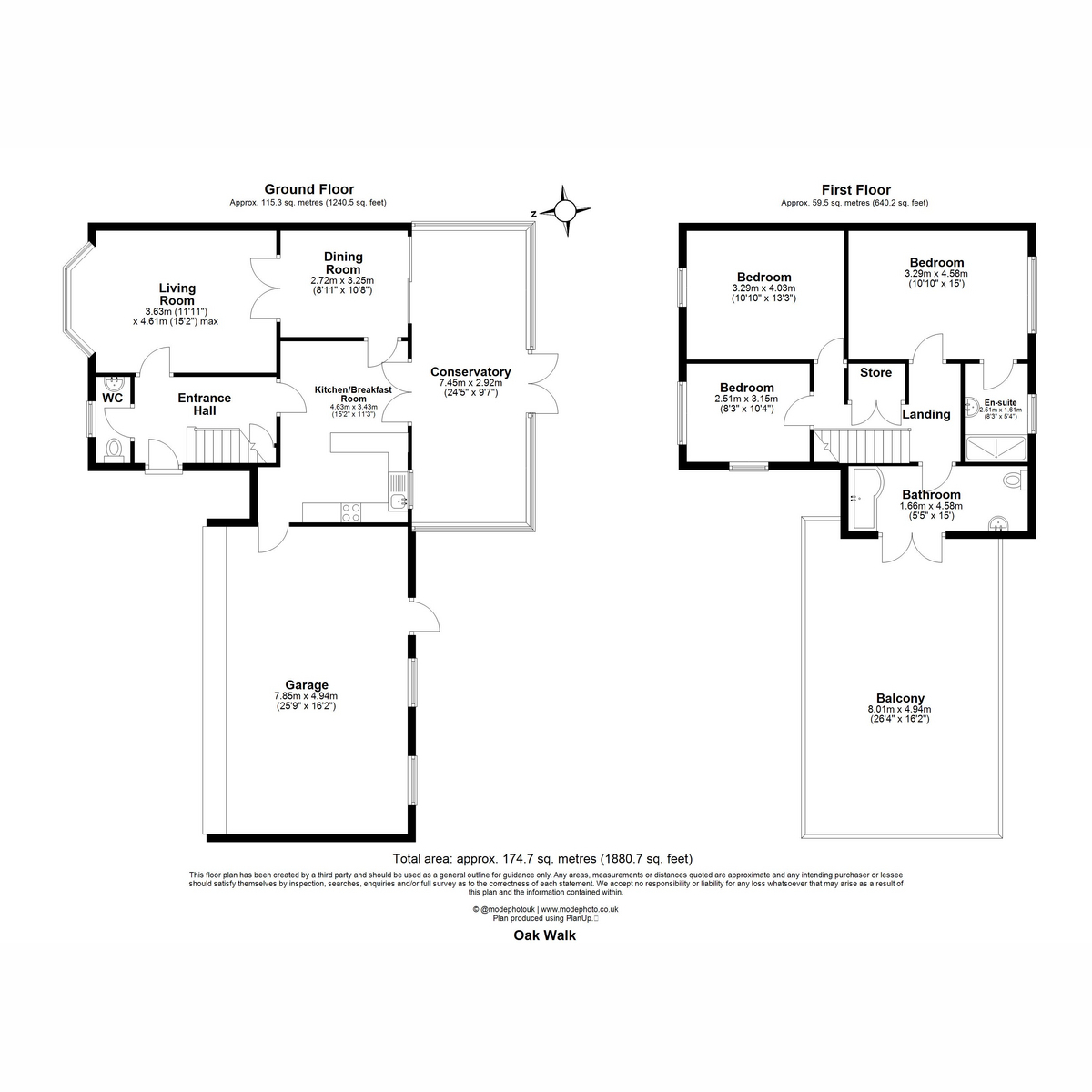 45, Oak Walk, Benfleet floorplan