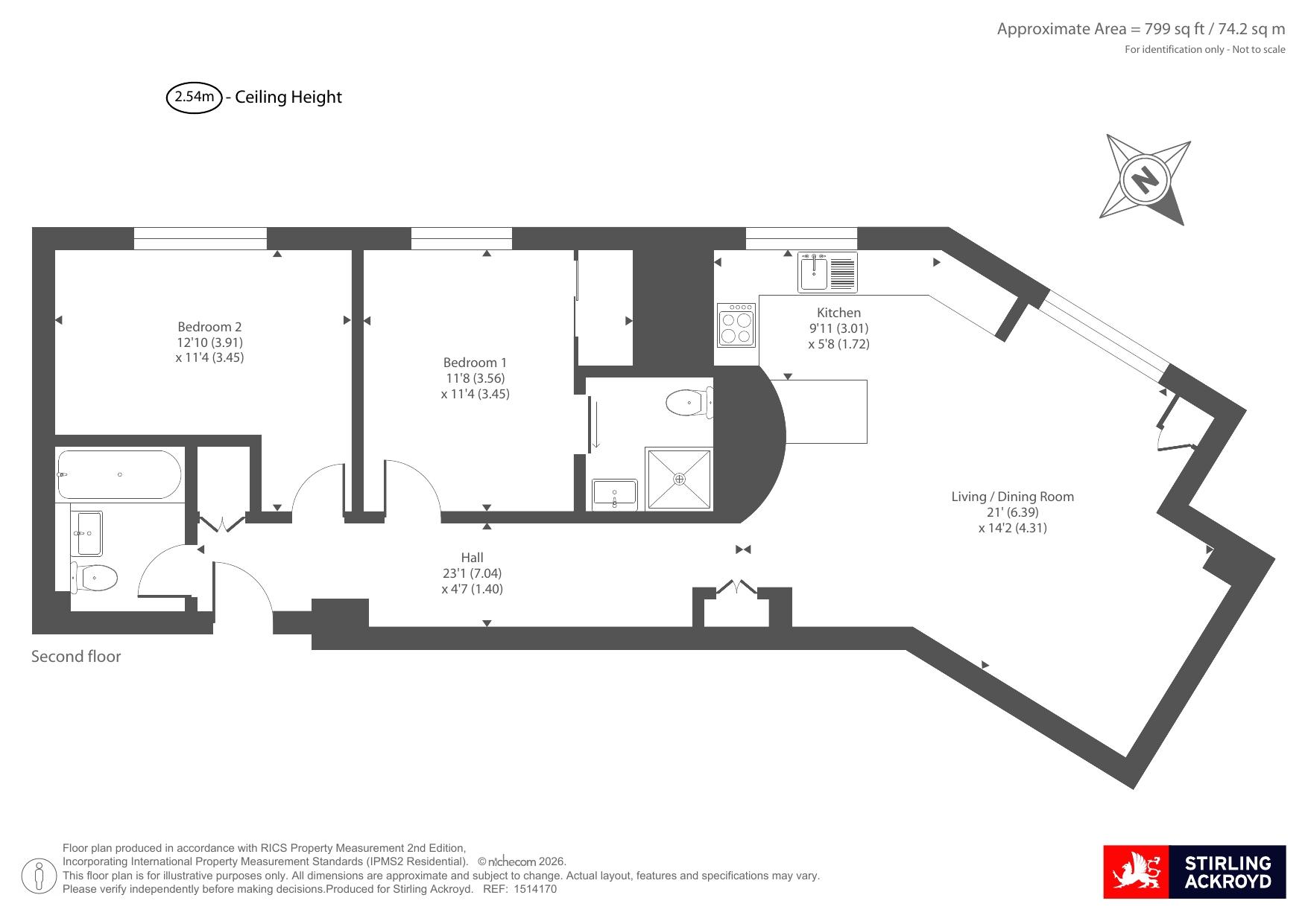 Flat 4A, Icon Apartments, 15, Cluny Place, London floorplan
