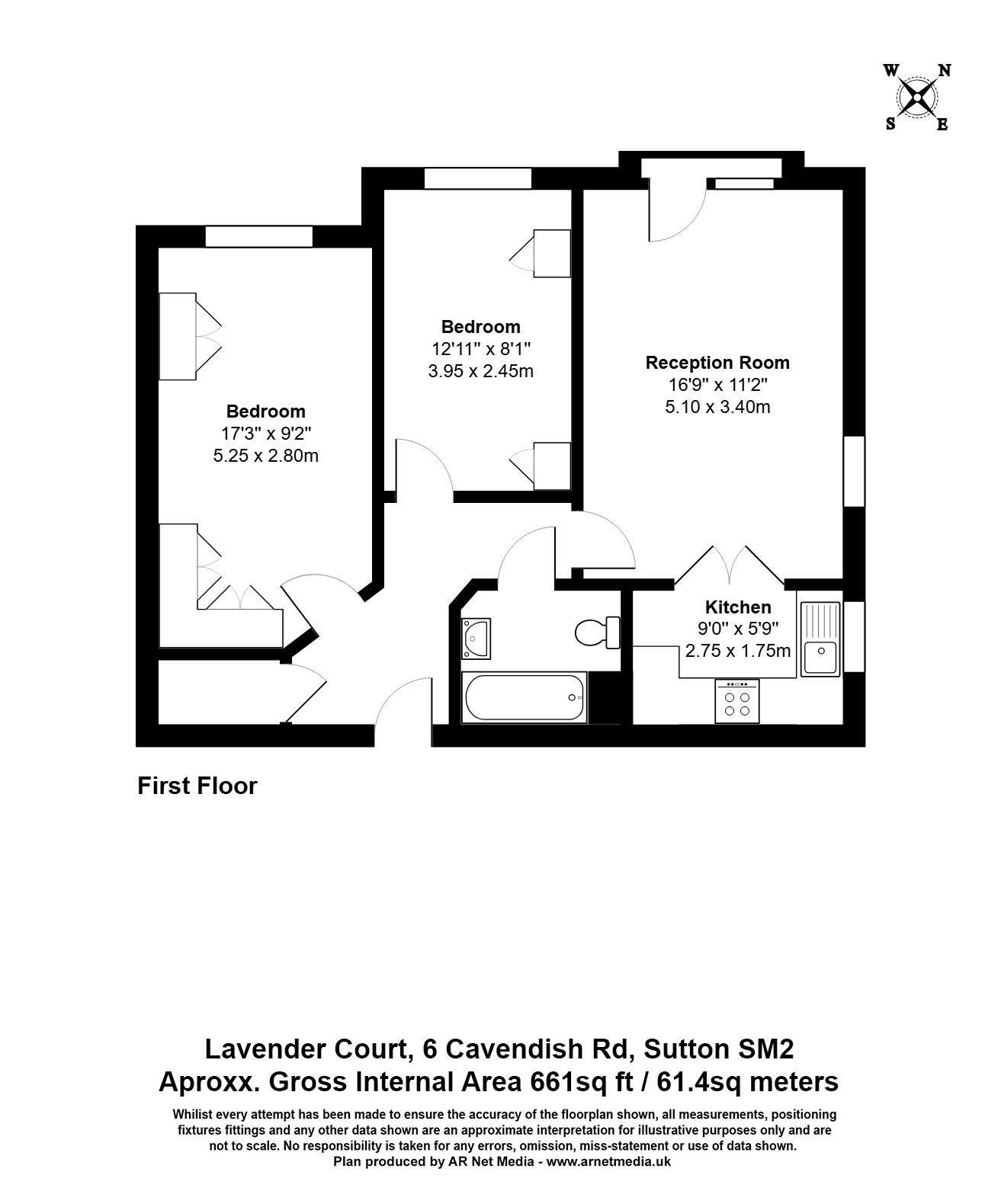 Flat 25, Lavender Court, 6, Cavendish Road, Sutton floorplan
