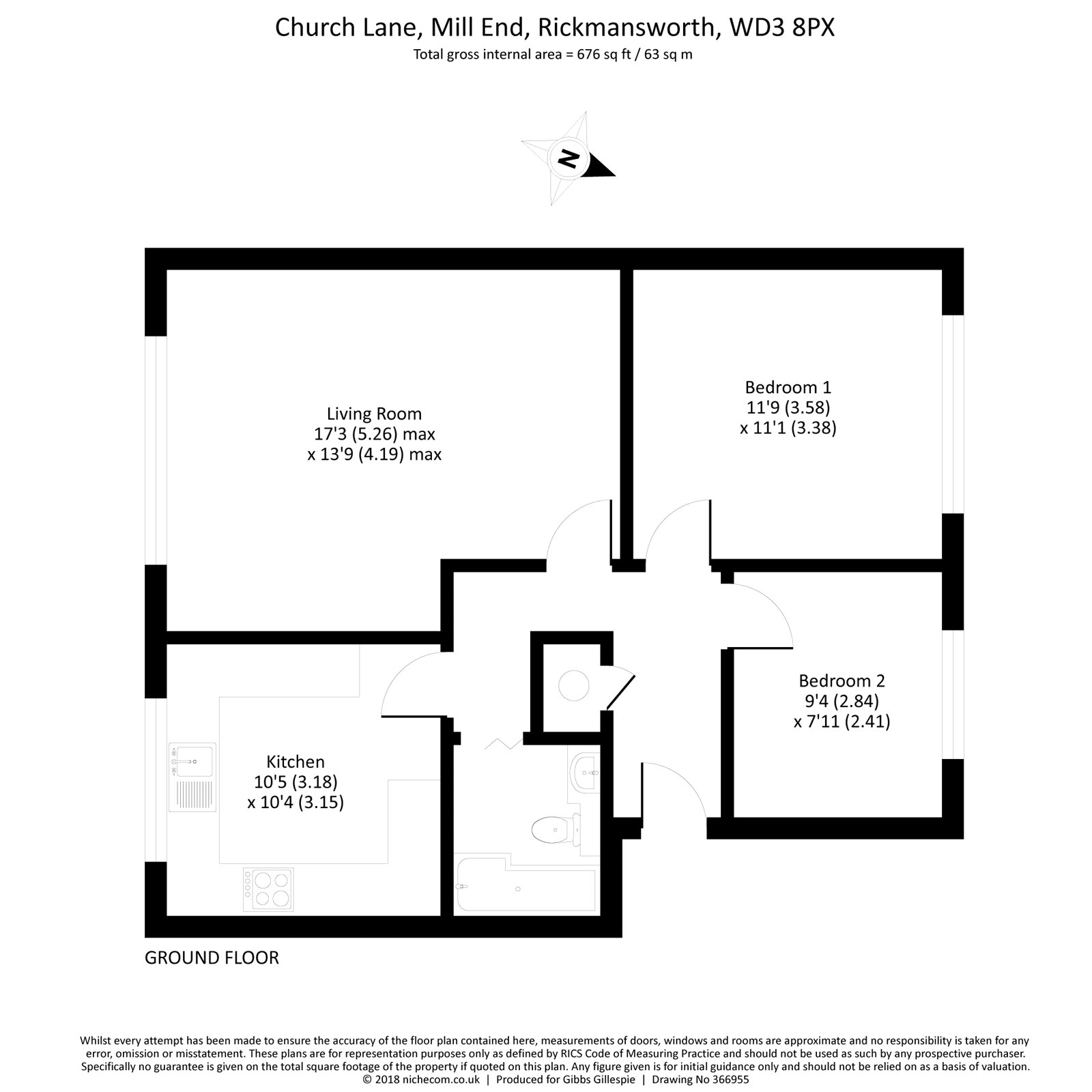 2 Bedrooms Flat for sale in Tudor Court, Church Lane, Mill End, Rickmansworth WD3