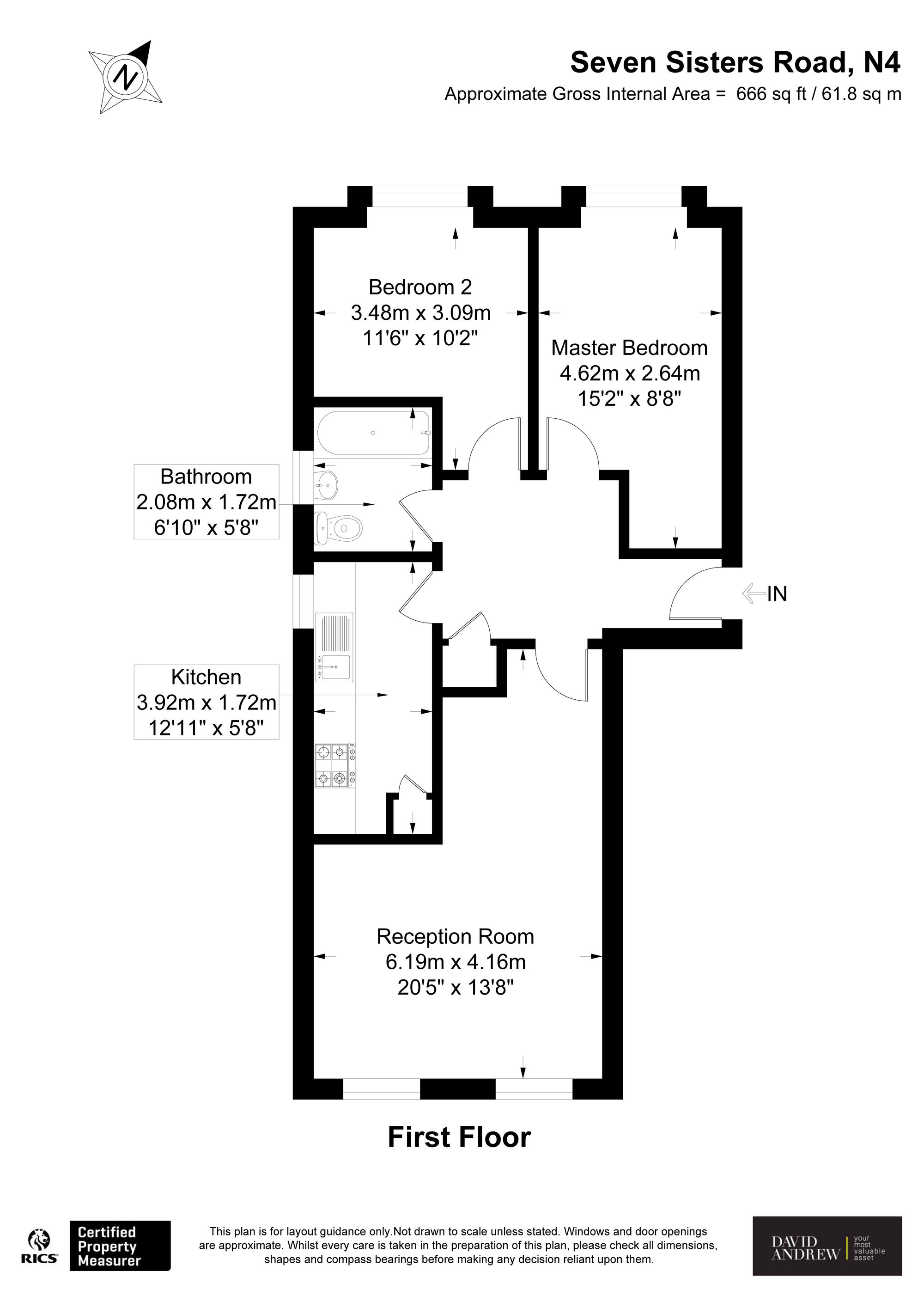 Flat 9, 388 Seven Sisters Road, London floorplan