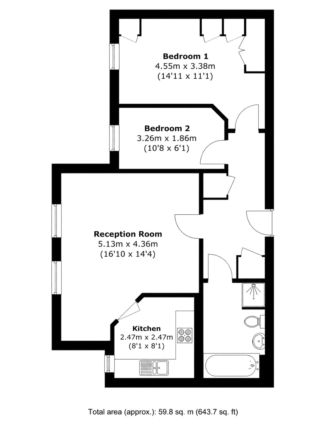 Flat 24 Kingfisher Court,, Draper Close, Hounslow floorplan