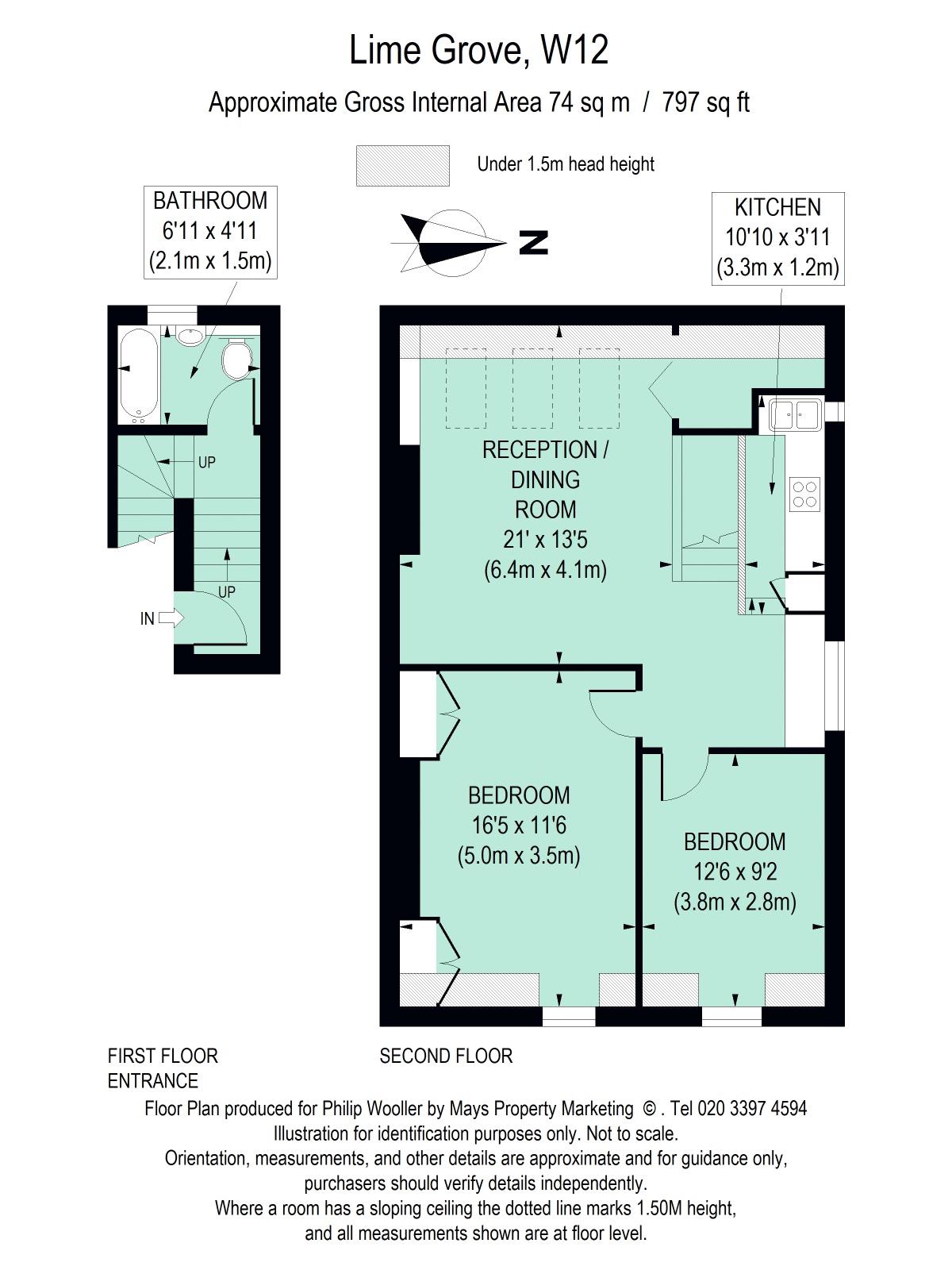 Second floor flat, 26, Lime Grove, London floorplan