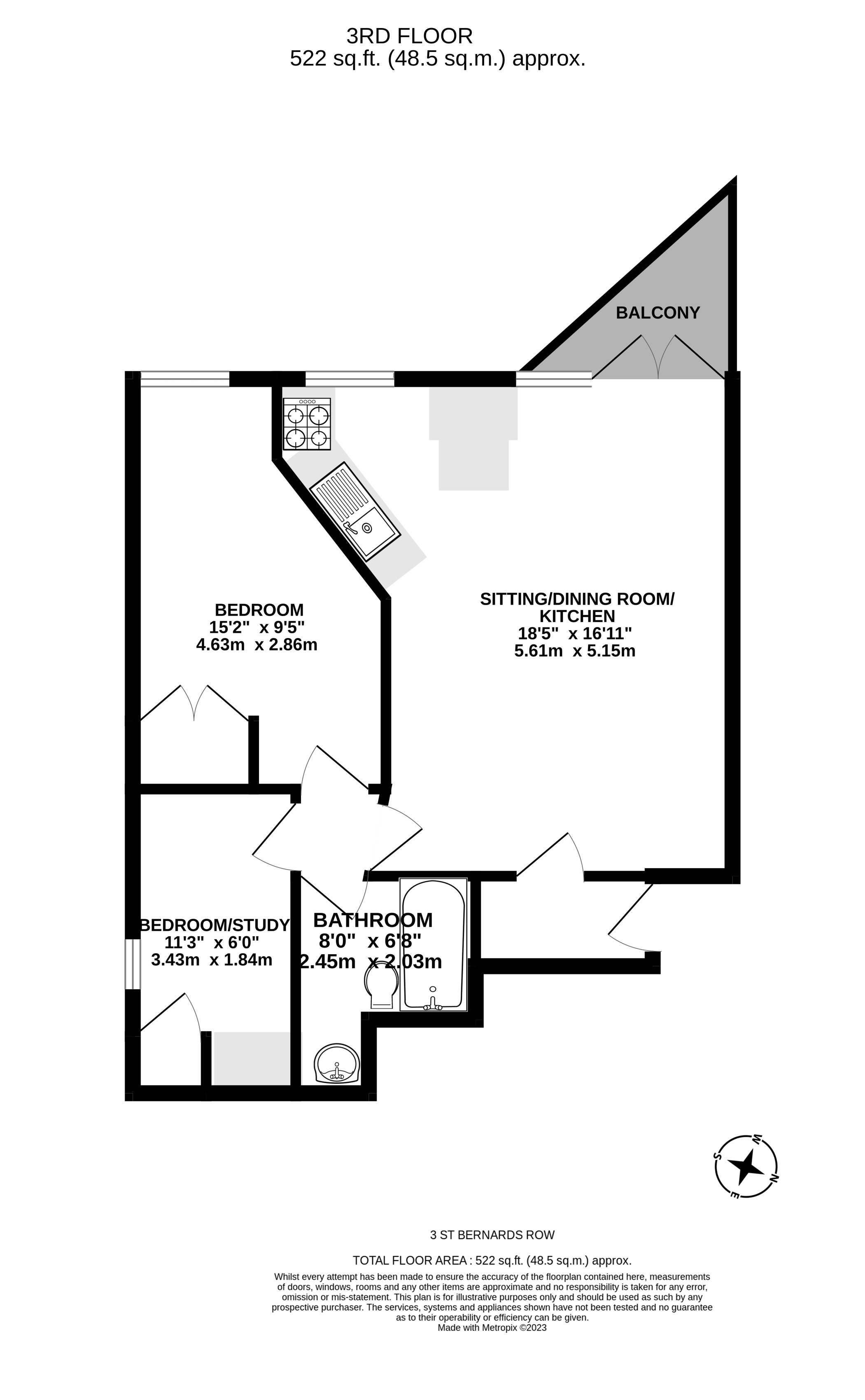 3/15, St Bernards Row, Edinburgh floorplan