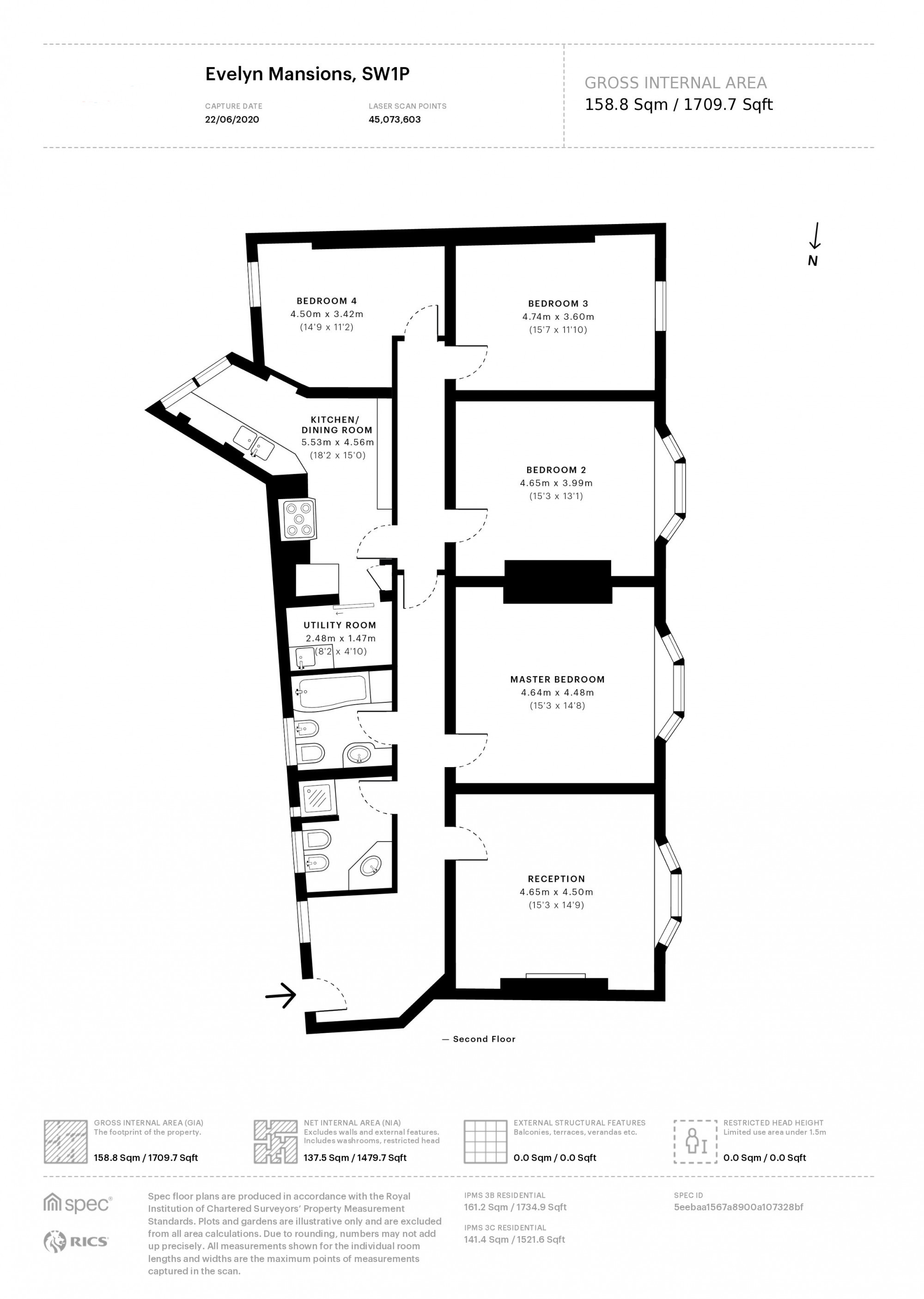 Flat 23, Evelyn Mansions, Carlisle Place, LONDON floorplan
