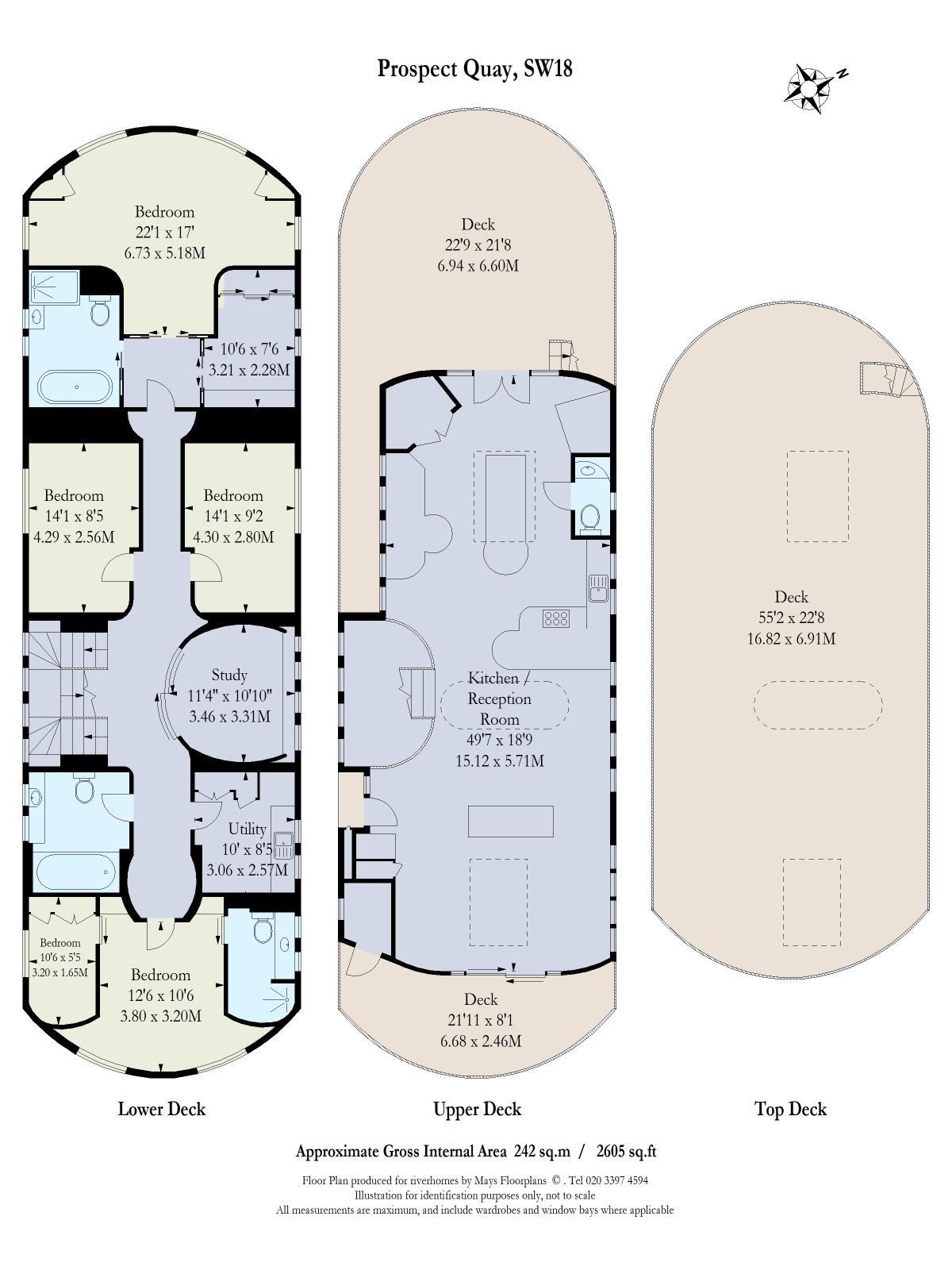 4 Bedrooms Houseboat to rent in Prospect Quay, Lightermans Walk, Wandsworth SW18
