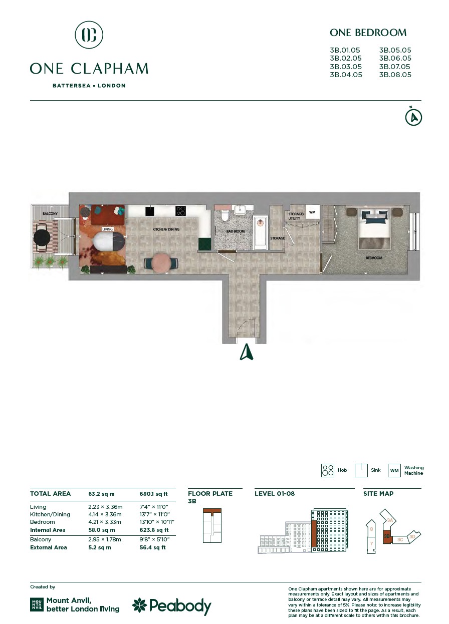 3B.03.05 - The Arrival,, One Clapham Junction, St. John's Hill floorplan