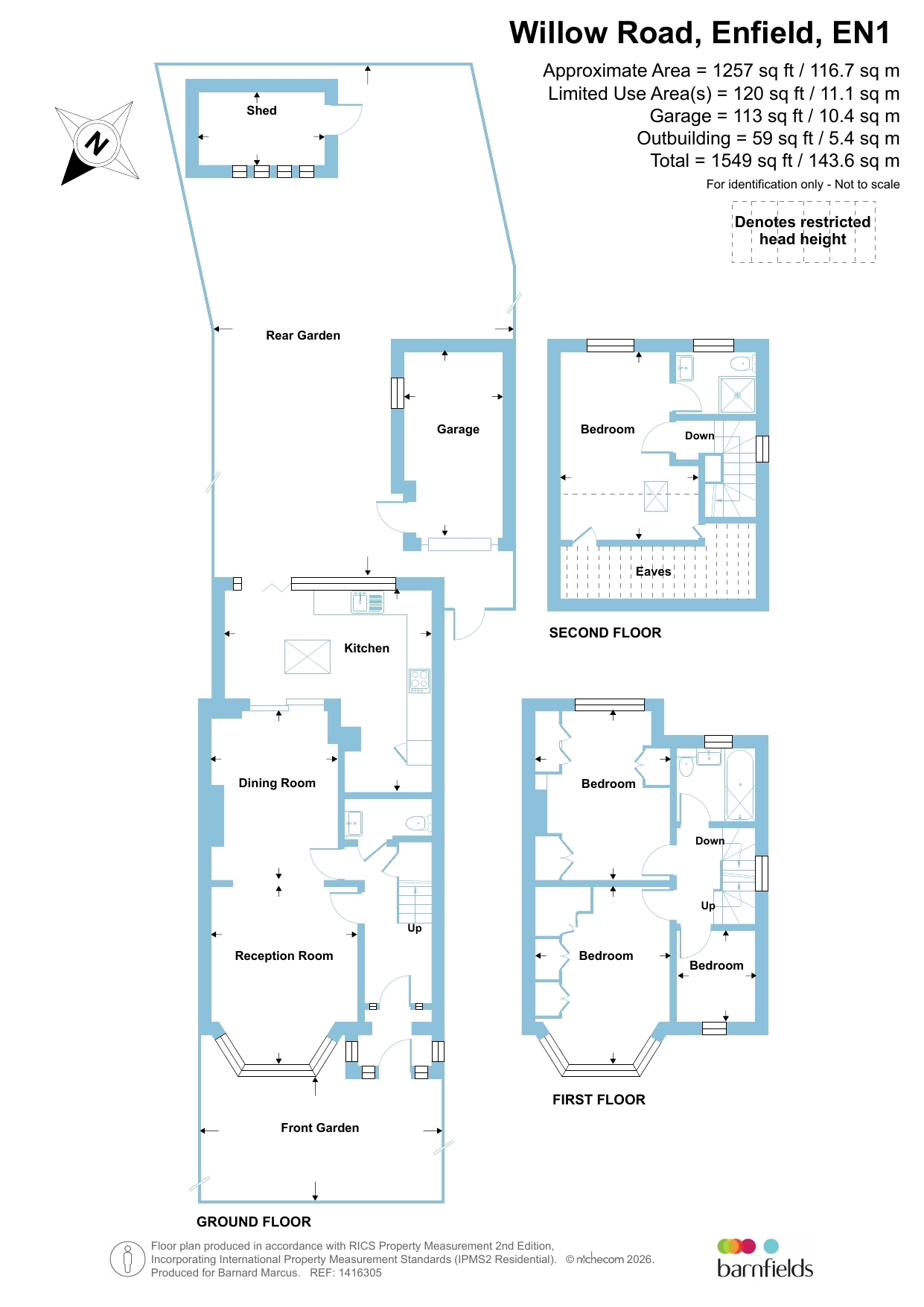 206, Willow Road, Enfield floorplan