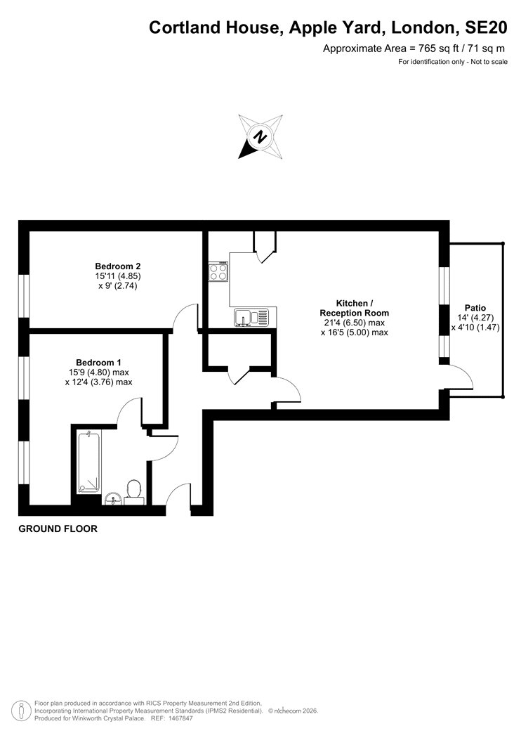 Flat 3, Cortland House,, Apple Yard, London floorplan