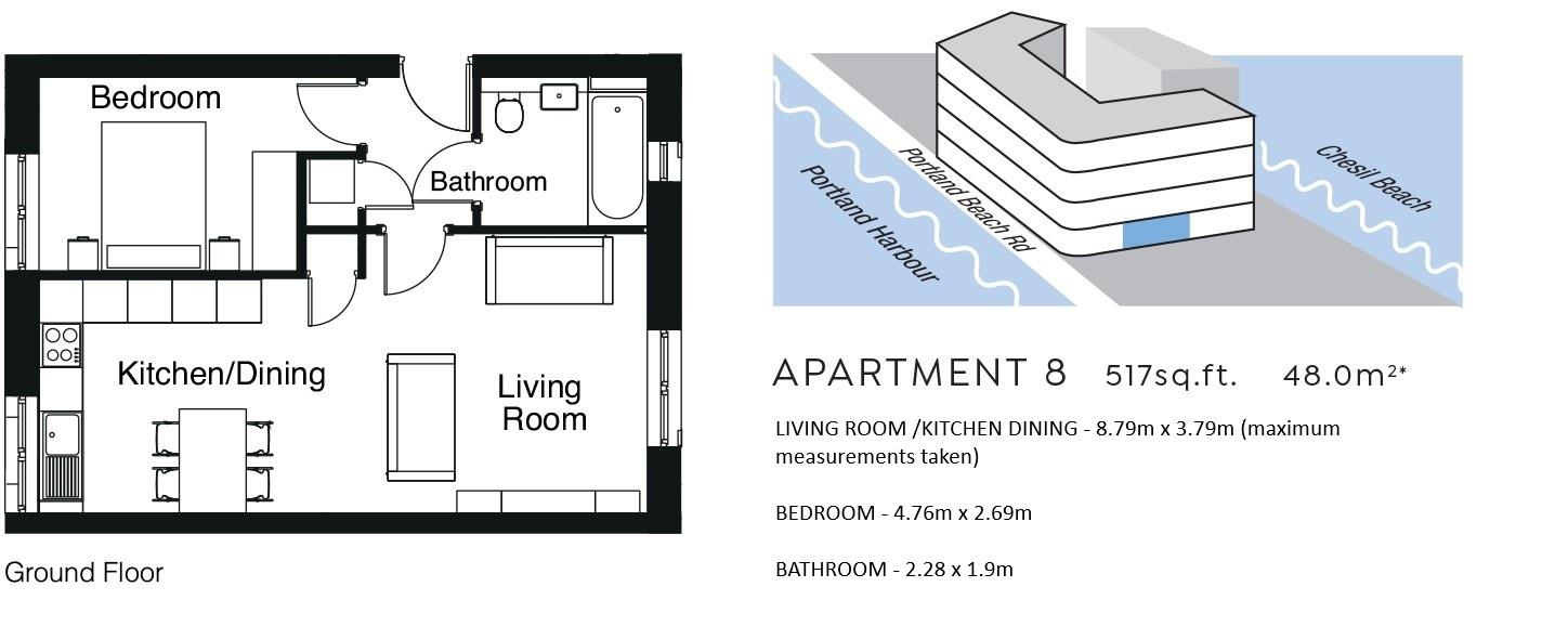 Apartment 8, No 1 Chesil Beach, Ferrymans Way, Weymouth floorplan