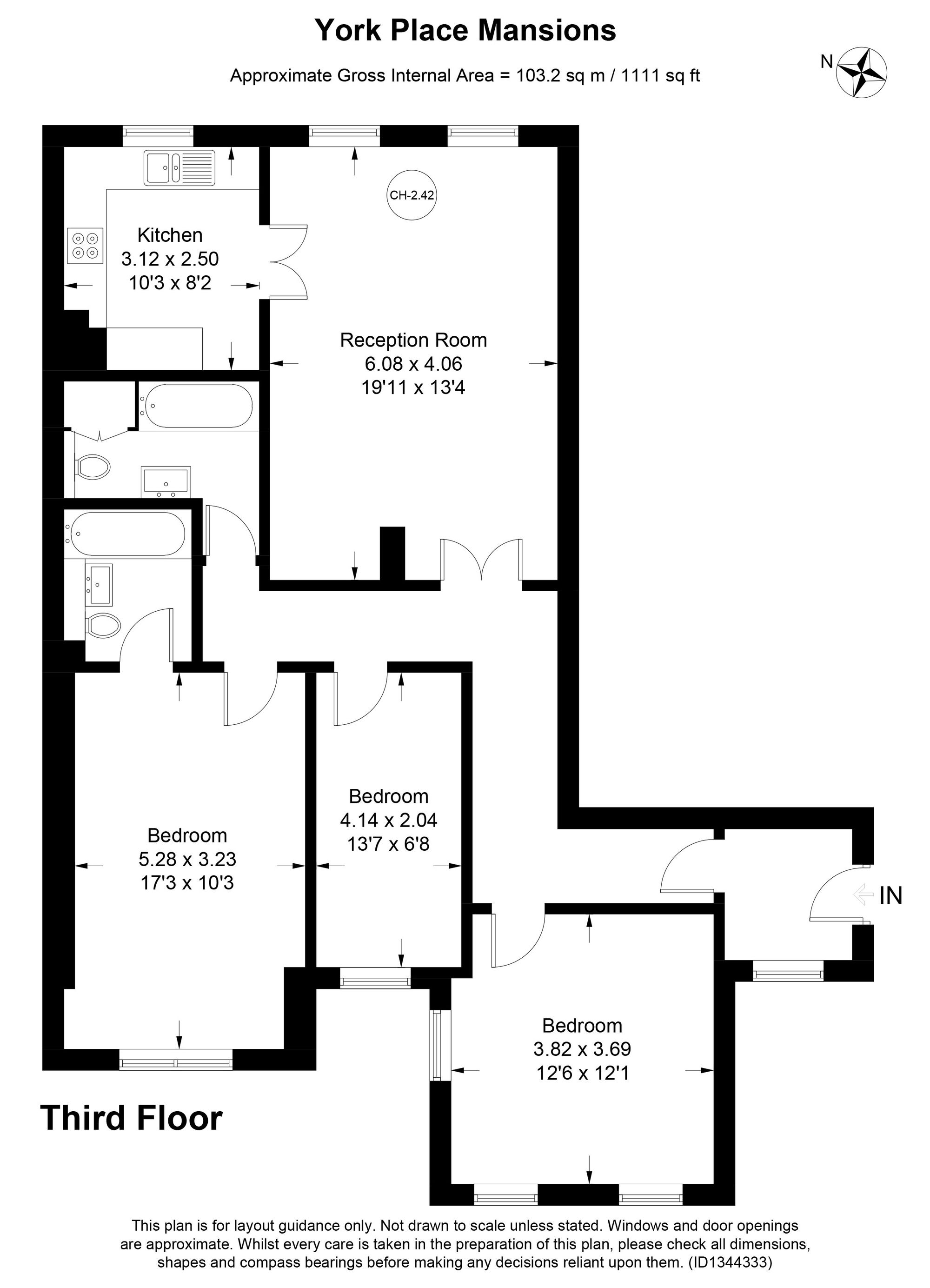 Flat 12, York Place Mansions, London floorplan