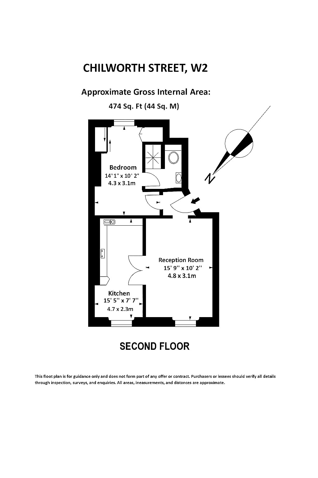 Flat 3, 23, Chilworth Street, London floorplan