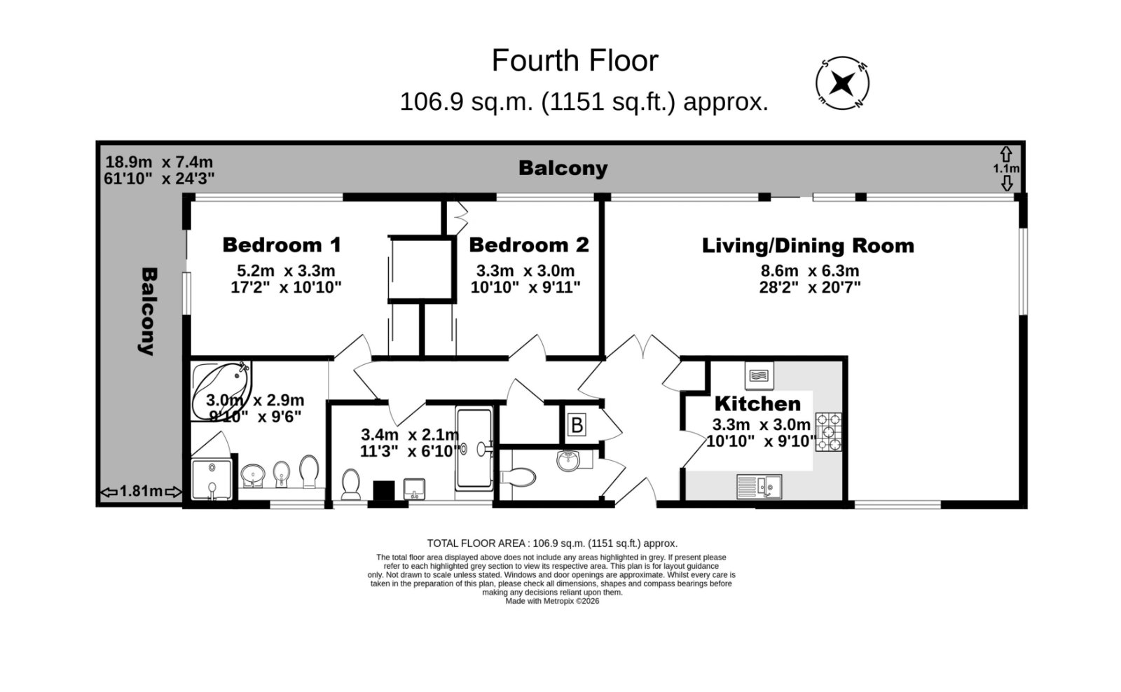 The Penthouse, 10, King Charles Court, Walmer floorplan