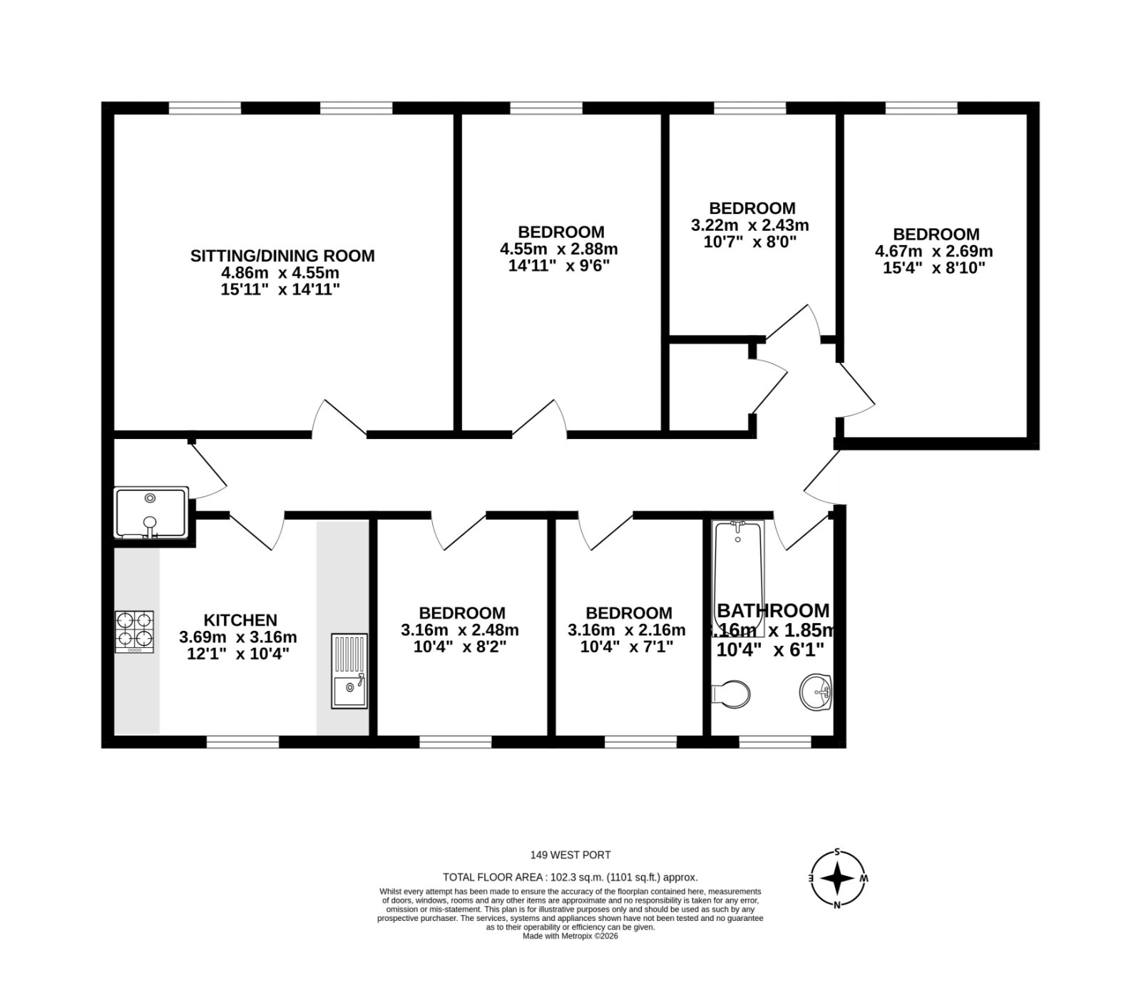 149/2 West Port, Edinburgh floorplan
