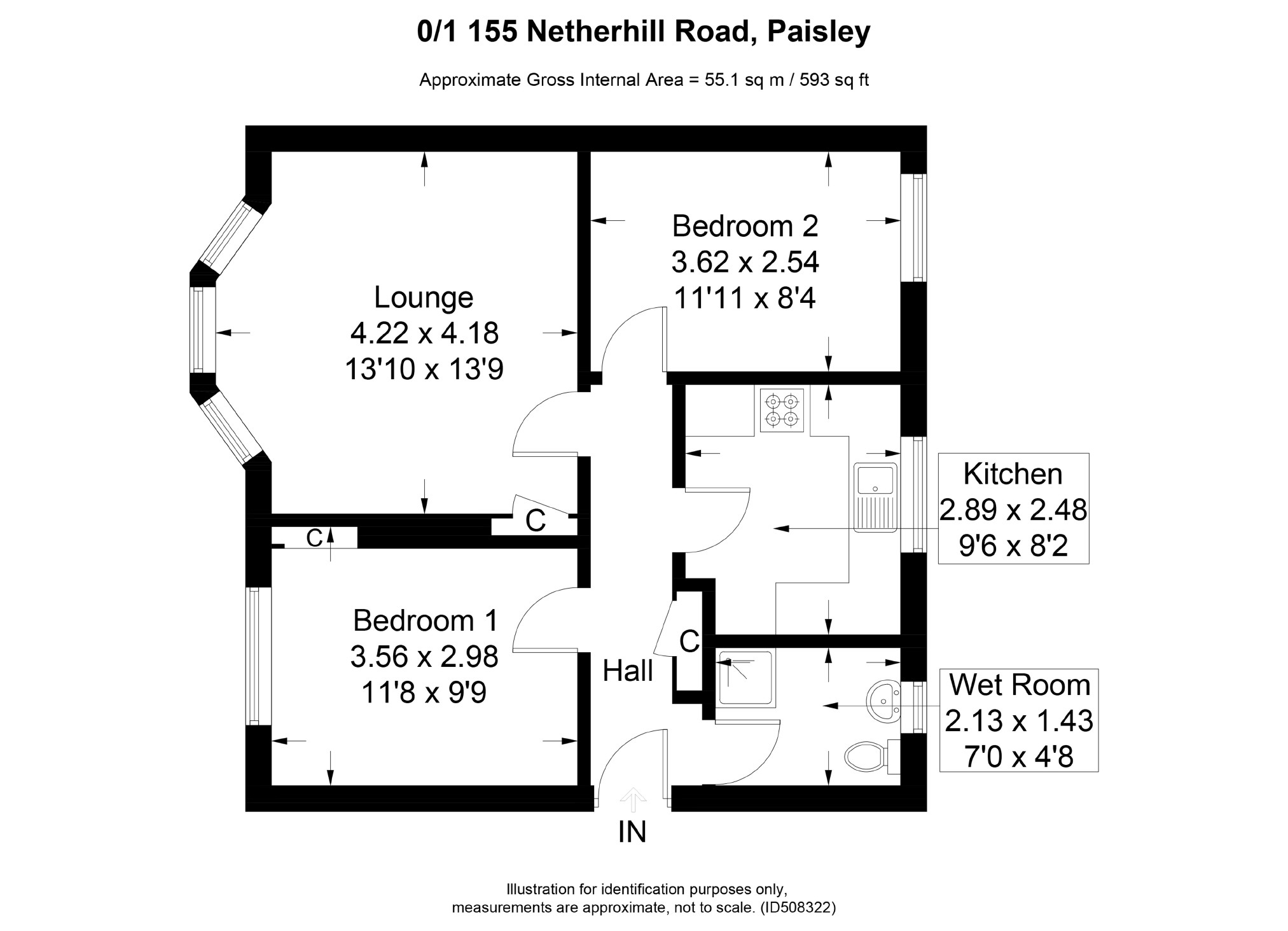 2 Bedrooms Flat for sale in Netherhill Road, Paisley PA3
