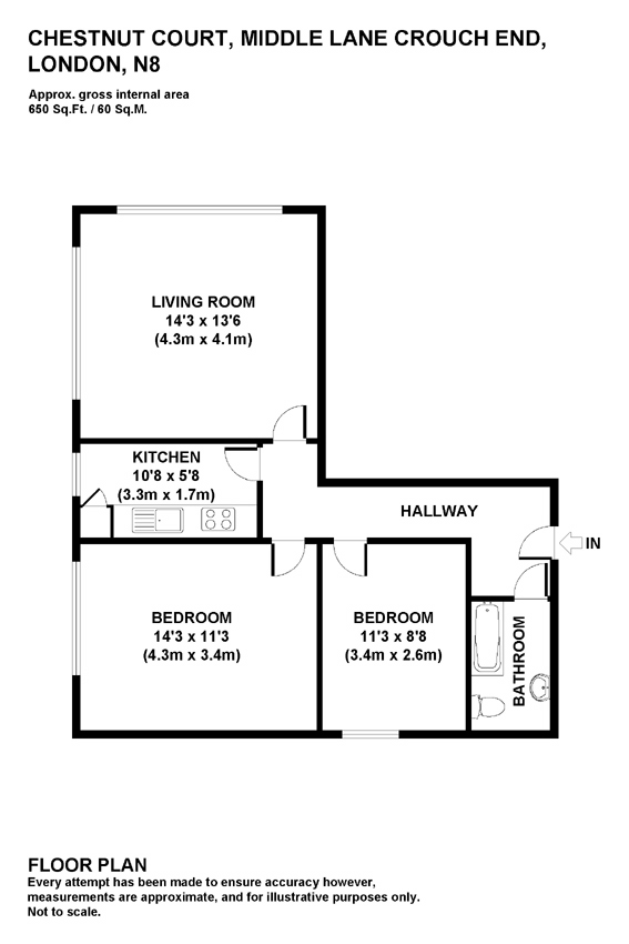 1 Bedrooms Flat to rent in Middle Lane, 8Nu N8