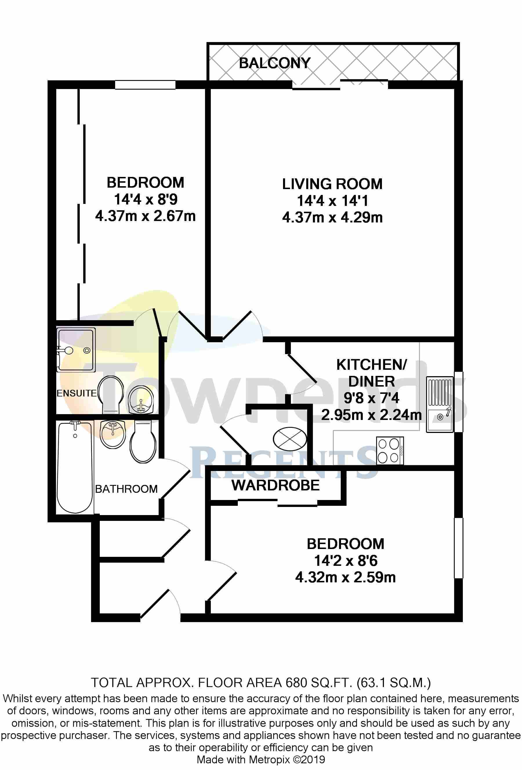 2 Bedrooms Flat to rent in Sundeala Close, Sunbury-On-Thames, Surrey TW16