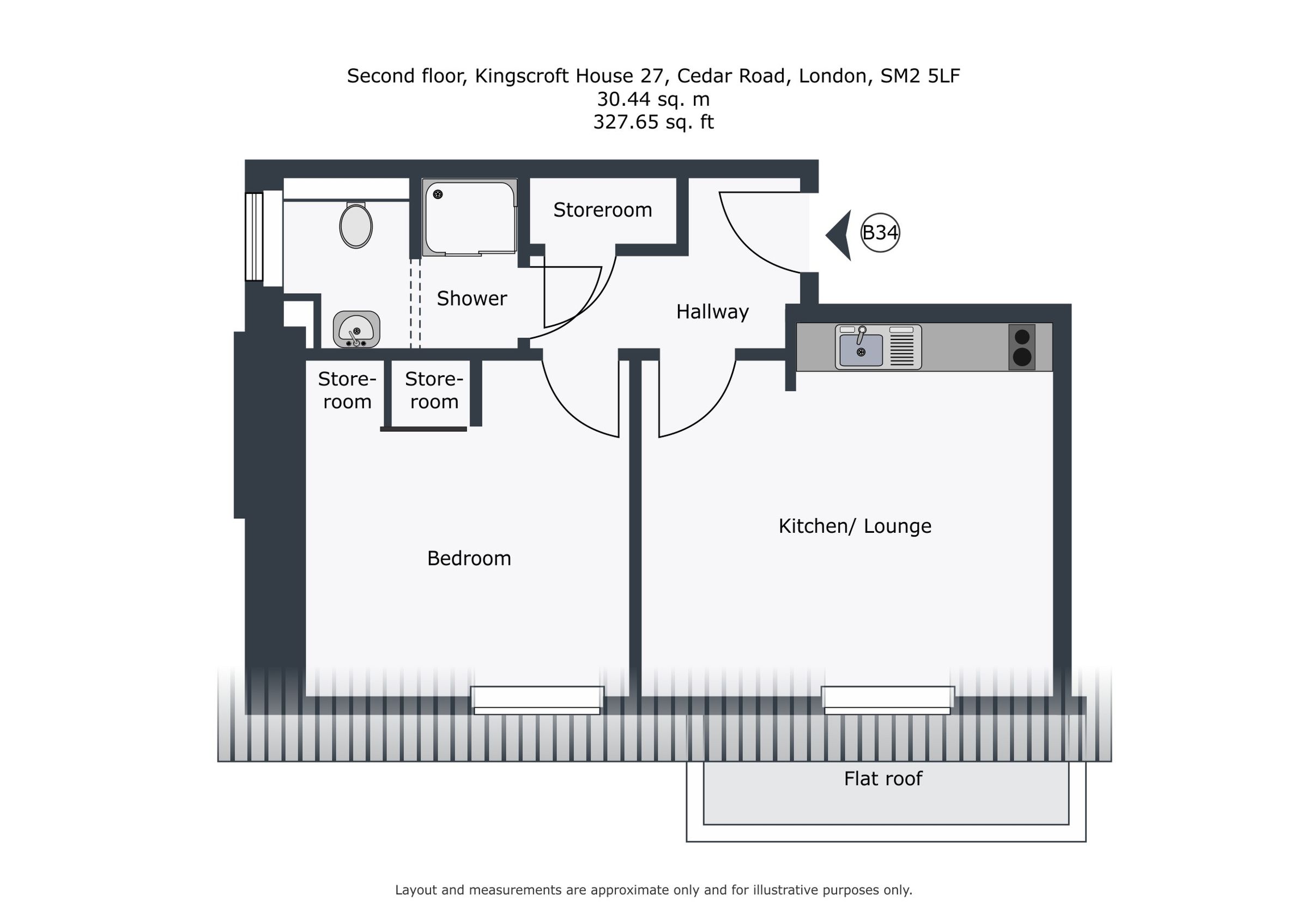 Flat 34 Kingscroft House 27 Cedar Road, London floorplan