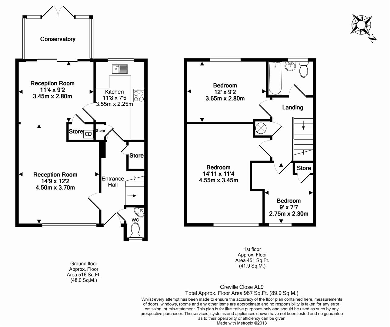 12, Greville Close, Hatfield floorplan