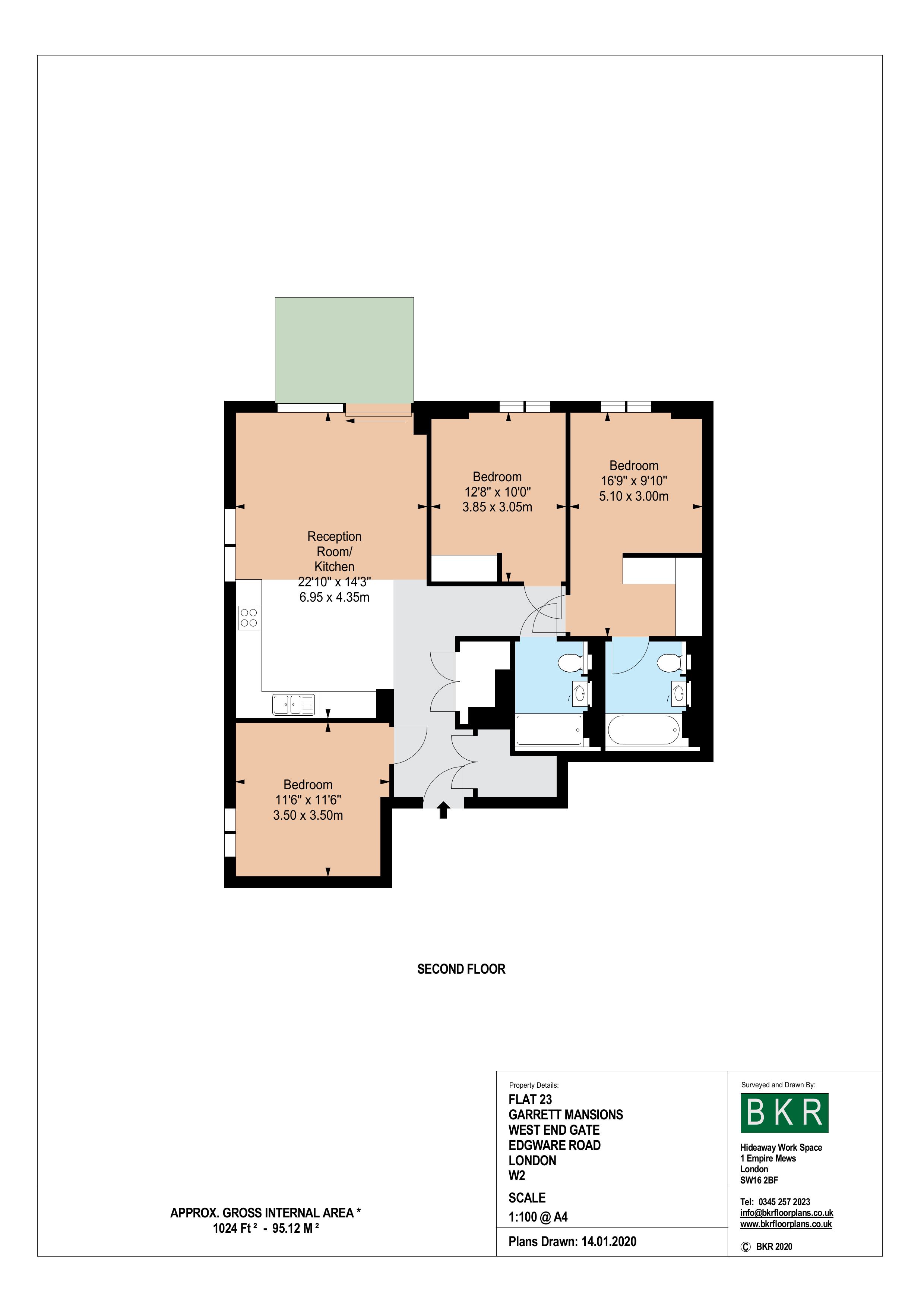 Apartment 23, Garrett Mansions, 287, Edgware Road, London floorplan