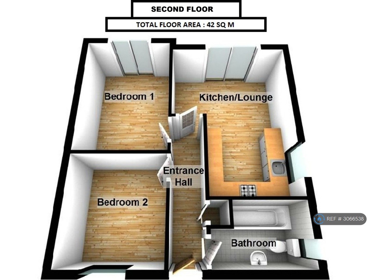 Flat C, Woodley Headland Peartree Bridge, Milton Keynes floorplan