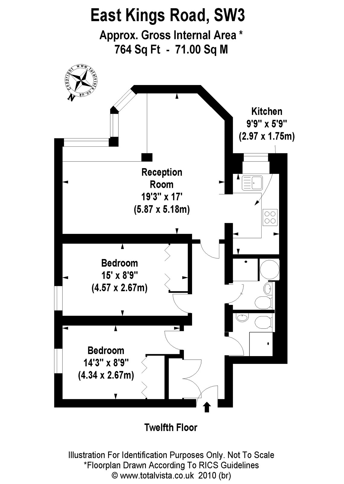 Flat 12 East, 355, Kings Road, London floorplan