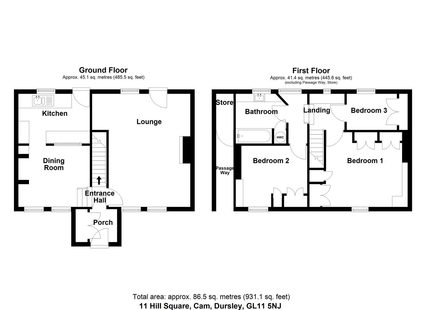 11, Hill Square, Dursley floorplan